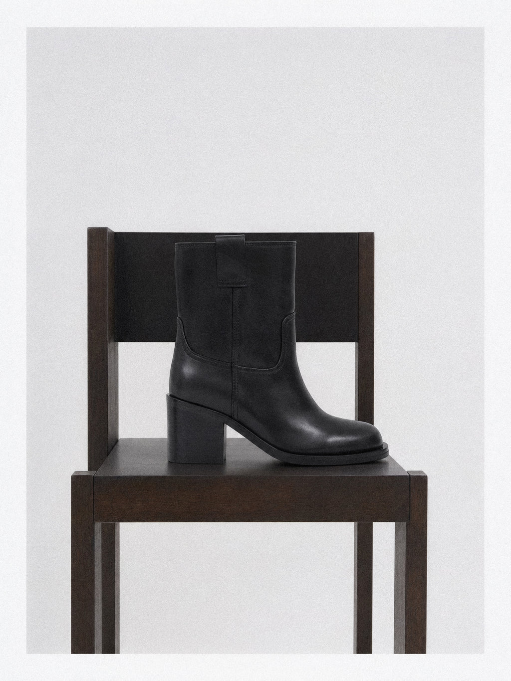 Bottines en cuir noir à talon bloc Jonas Black