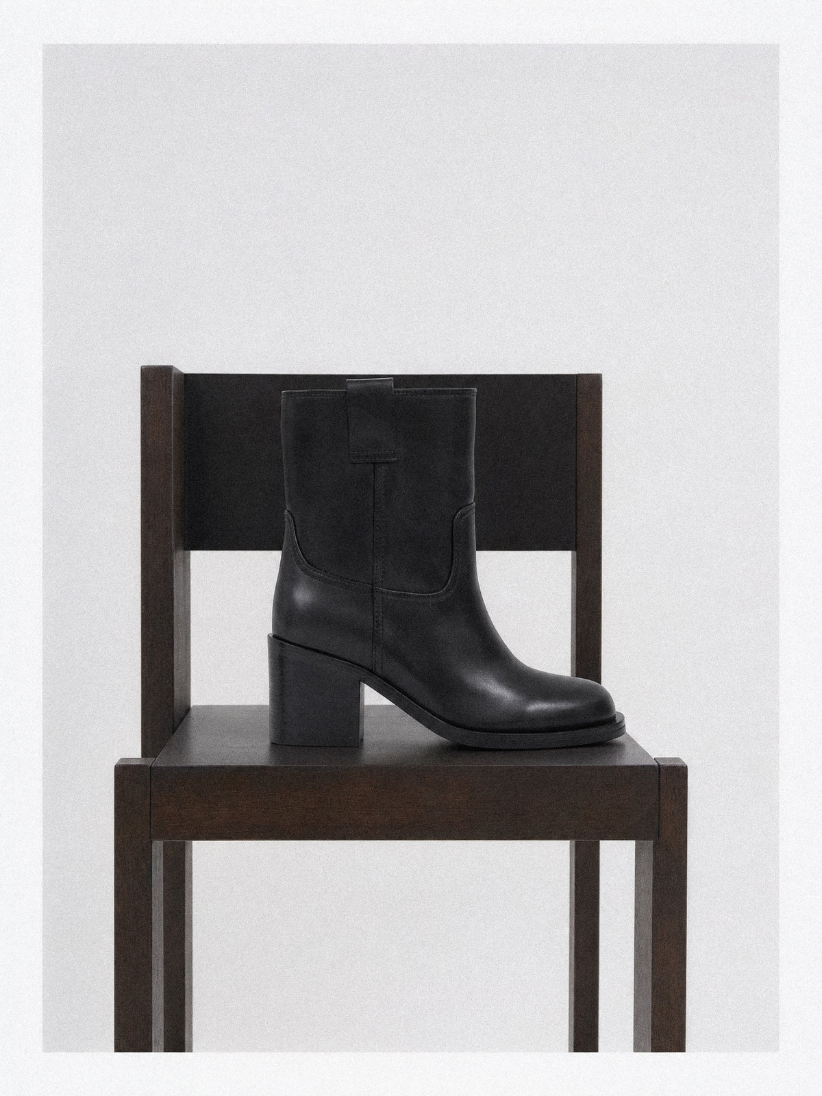 Bottines en cuir noir à talon bloc Jonas Black