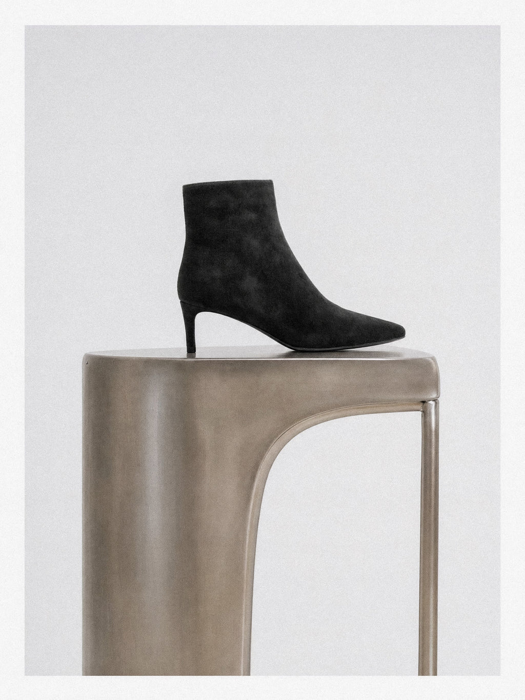 Noura Low Chocolate Suede Ankle Boots with Pointed Toe and Heel