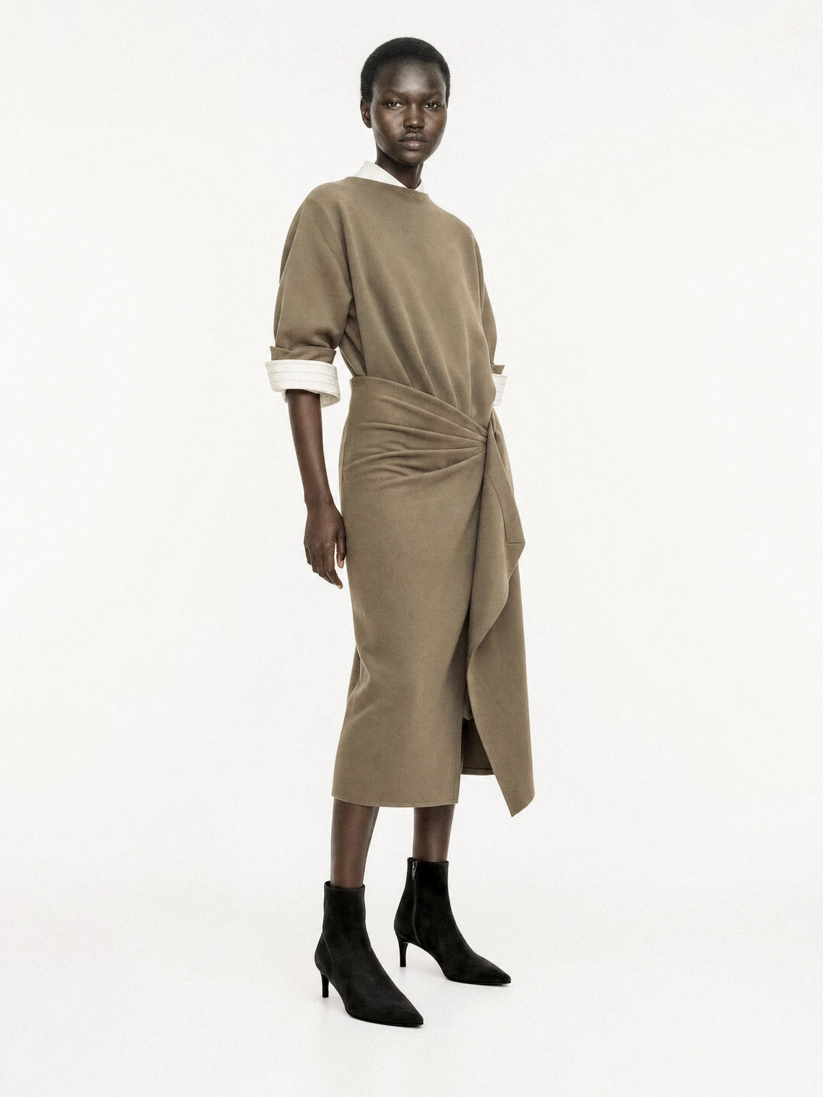 Noura Low Chocolate Suede Ankle Boots with Pointed Toe and Heel