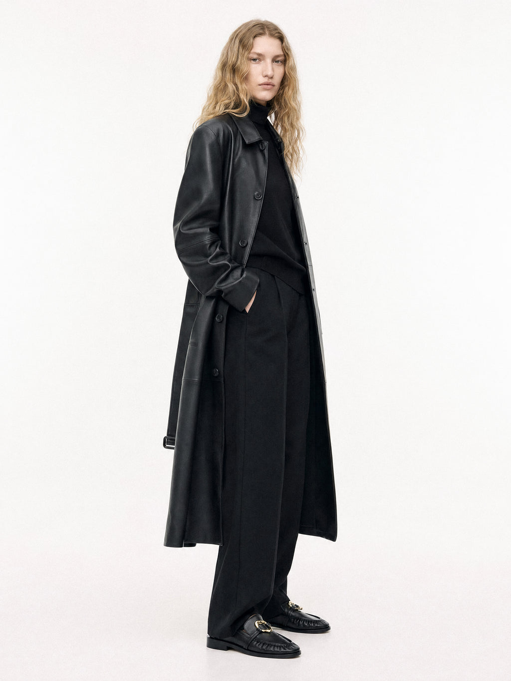 Mocassins plissé en cuir noir à ornement bijou doré Orso Black Melt