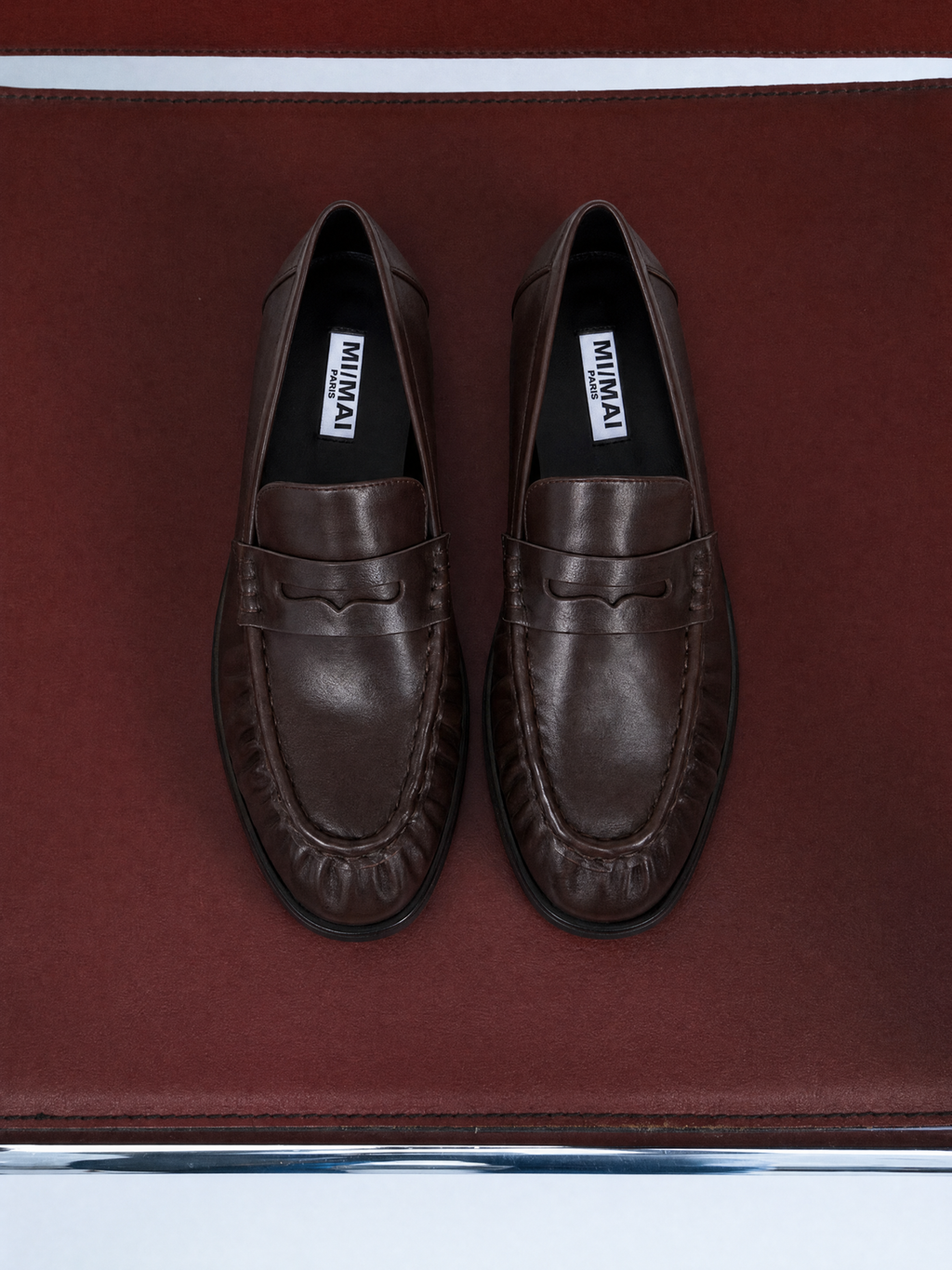 Mocassins plissé en cuir bordeaux Orso Chocolate