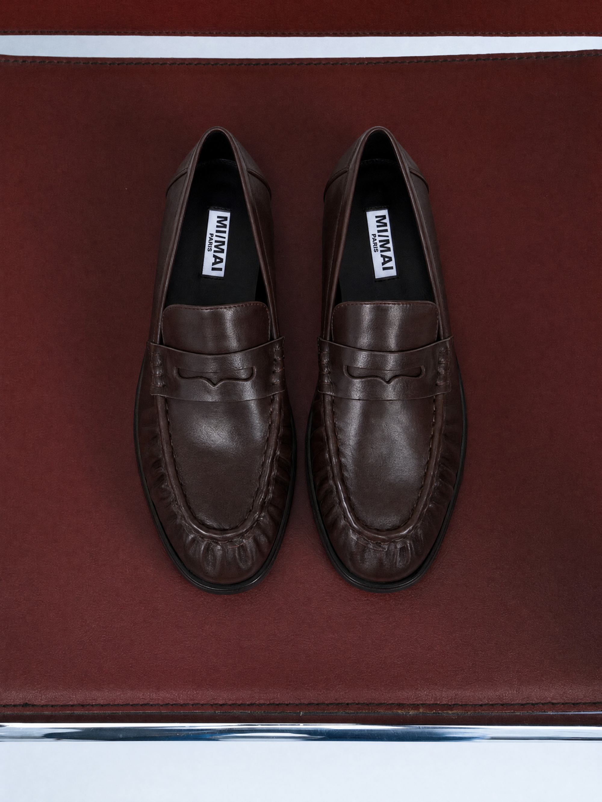 Mocassins plissé en cuir bordeaux Orso Chocolate
