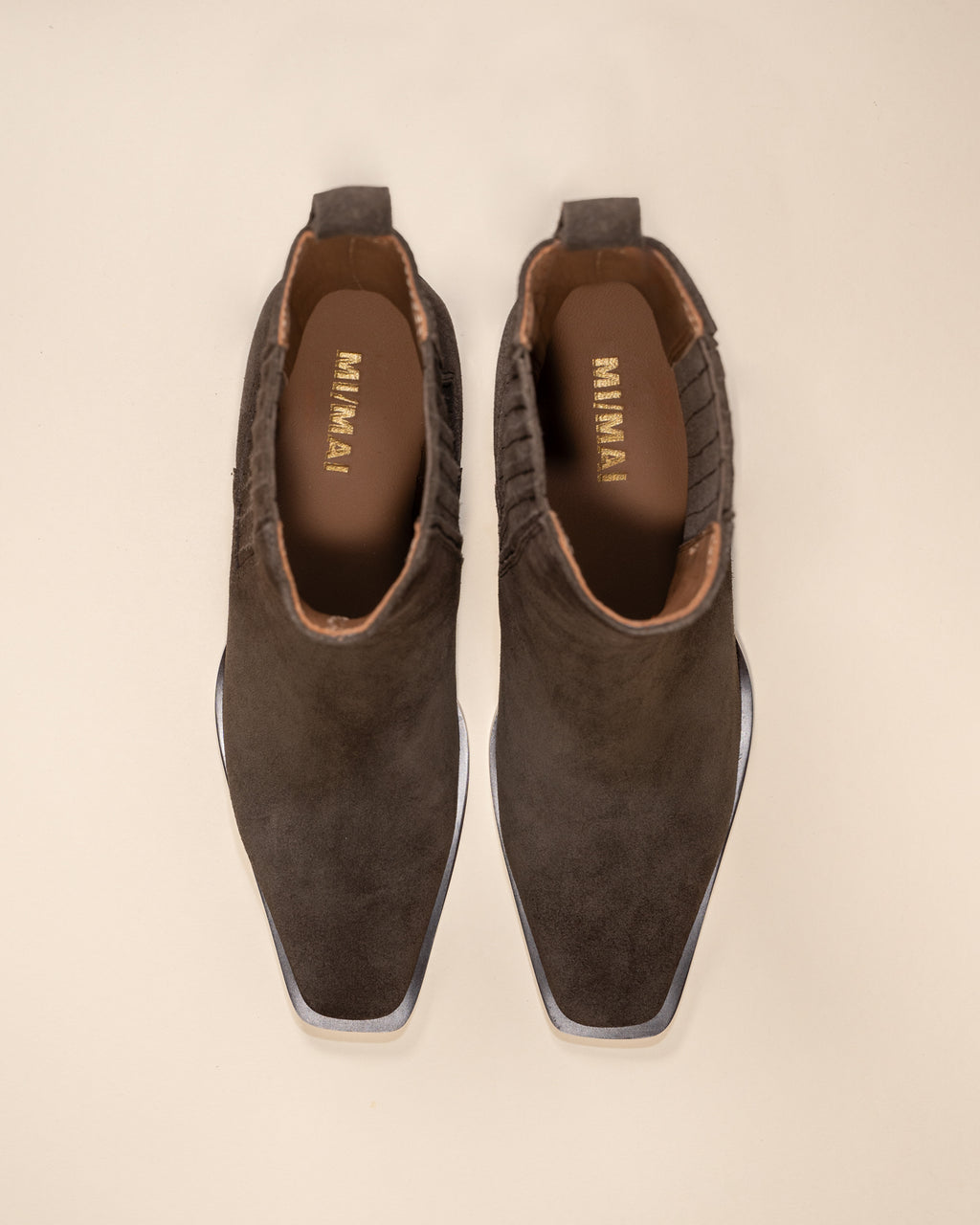 BOTTINES CHELSEA EN DAIM KAKI A PETIT TALON BLOC JANE II KAKI SUEDE