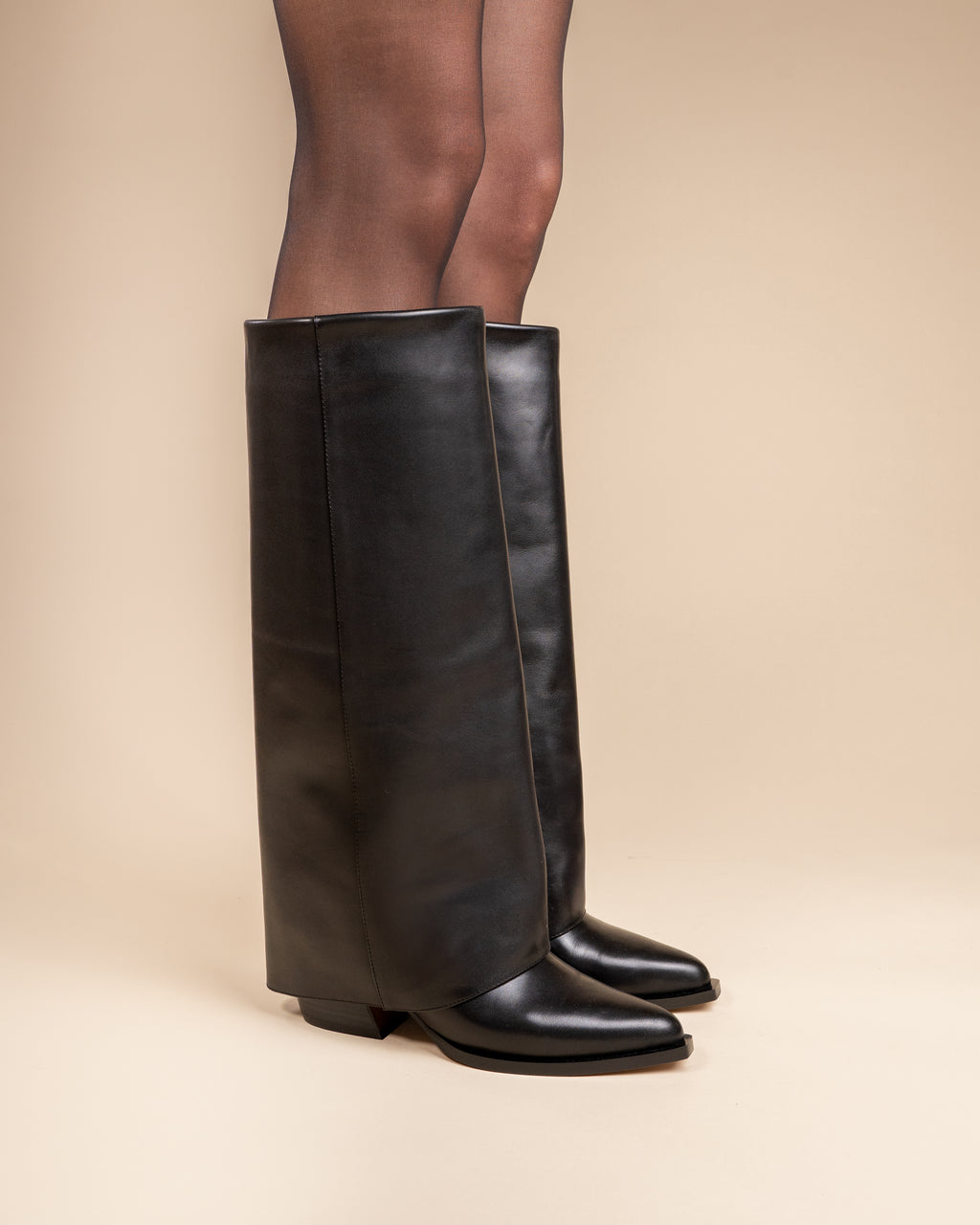 BOTTES A REVERS EN CUIR NOIR JOAN BACK