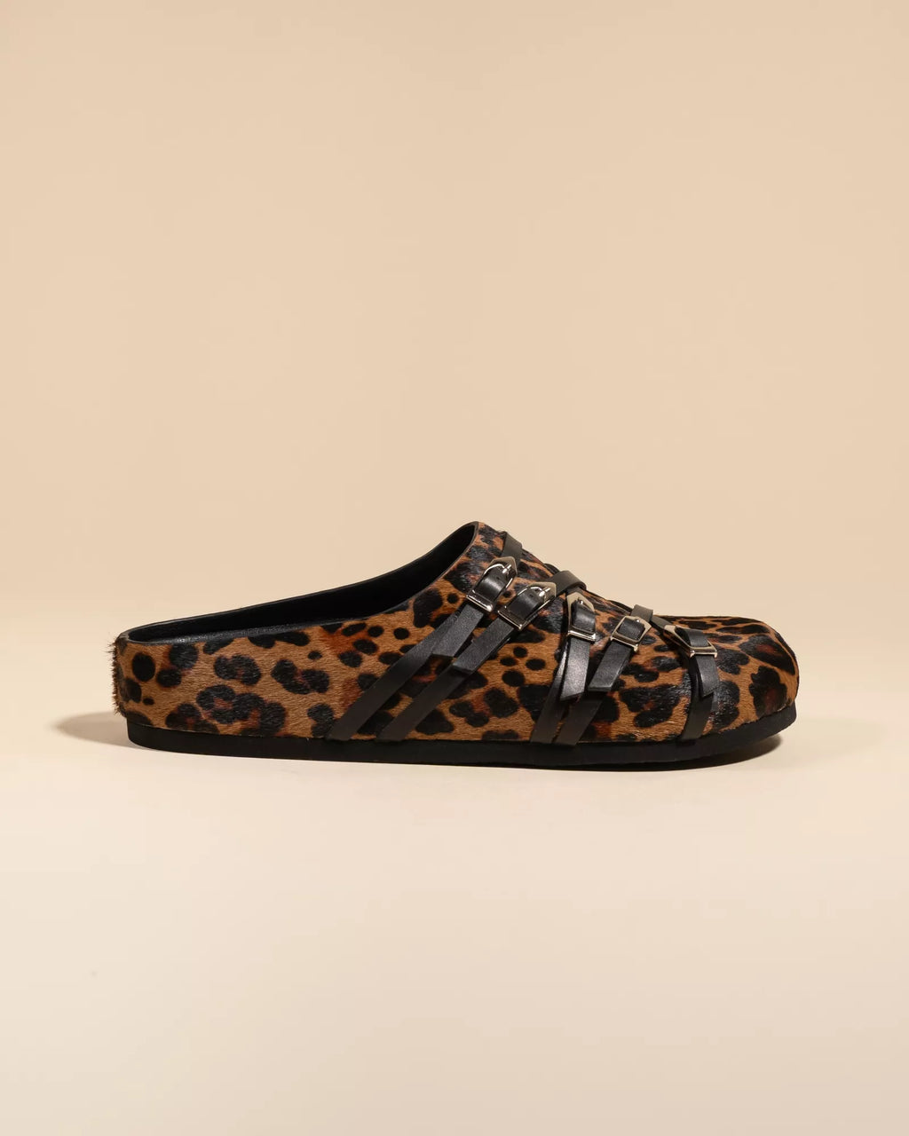 Mules sabots à brides et boucles à imprimé léopard Toledo Léo