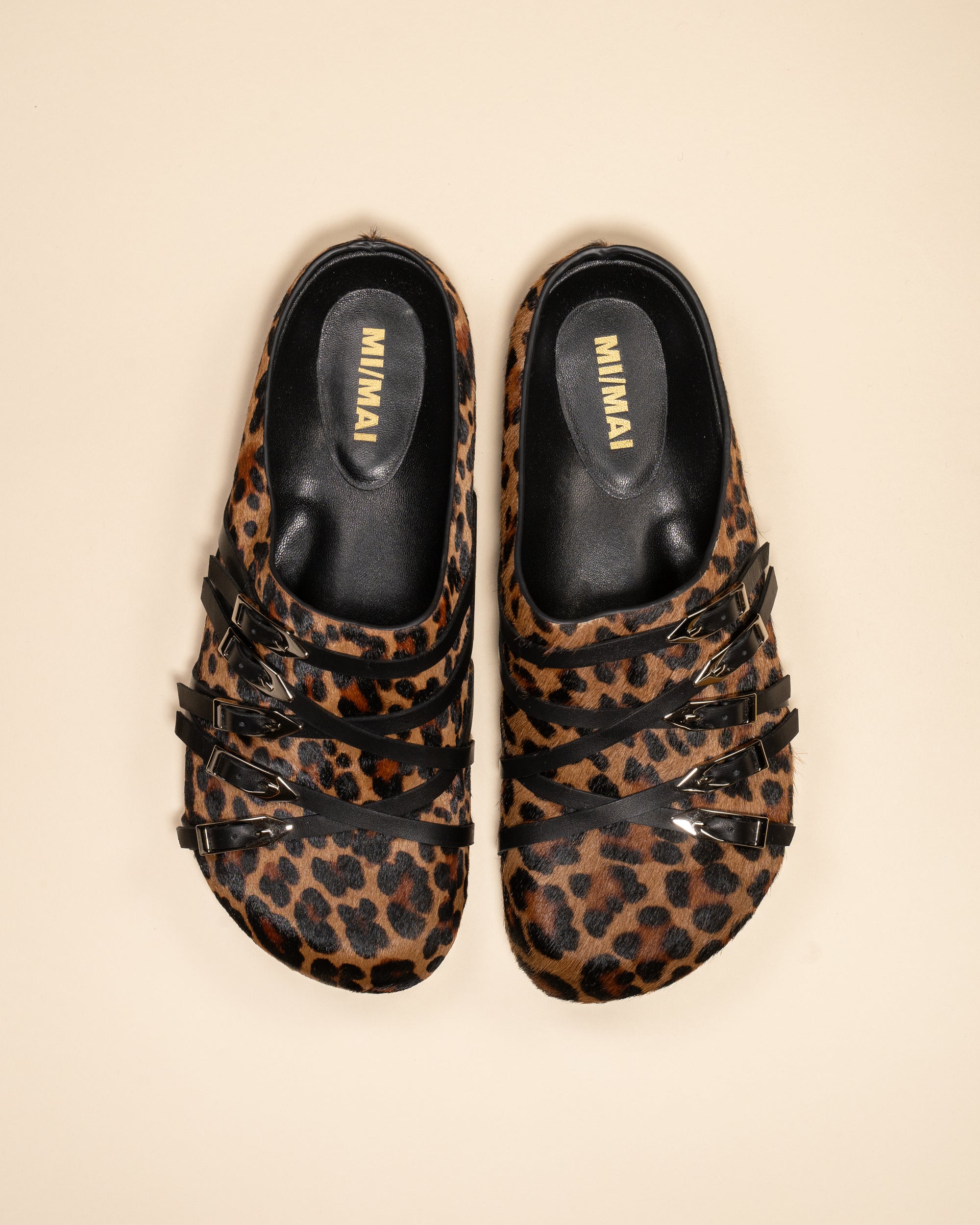 Mules sabots à brides et boucles à imprimé léopard Toledo Léo