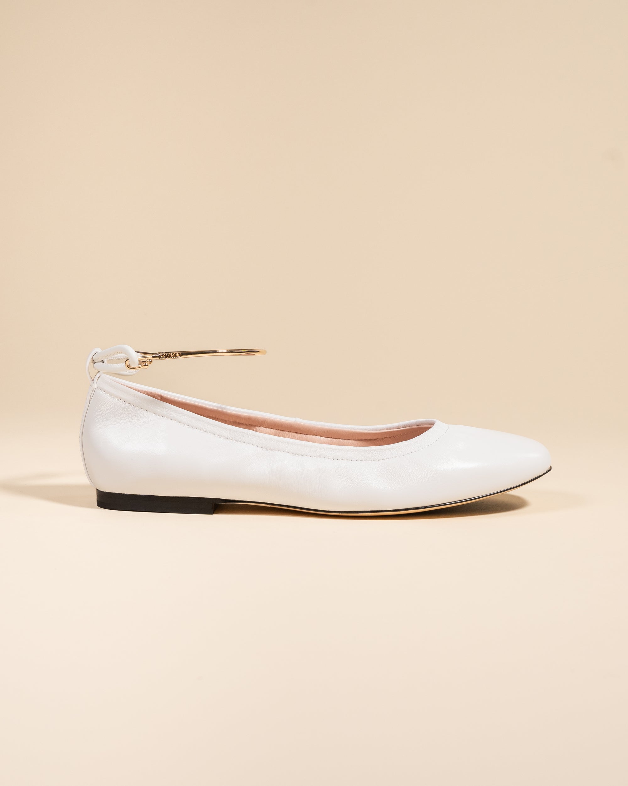 Ballerines à chaines amovibles dorée ou à cristaux Frida White