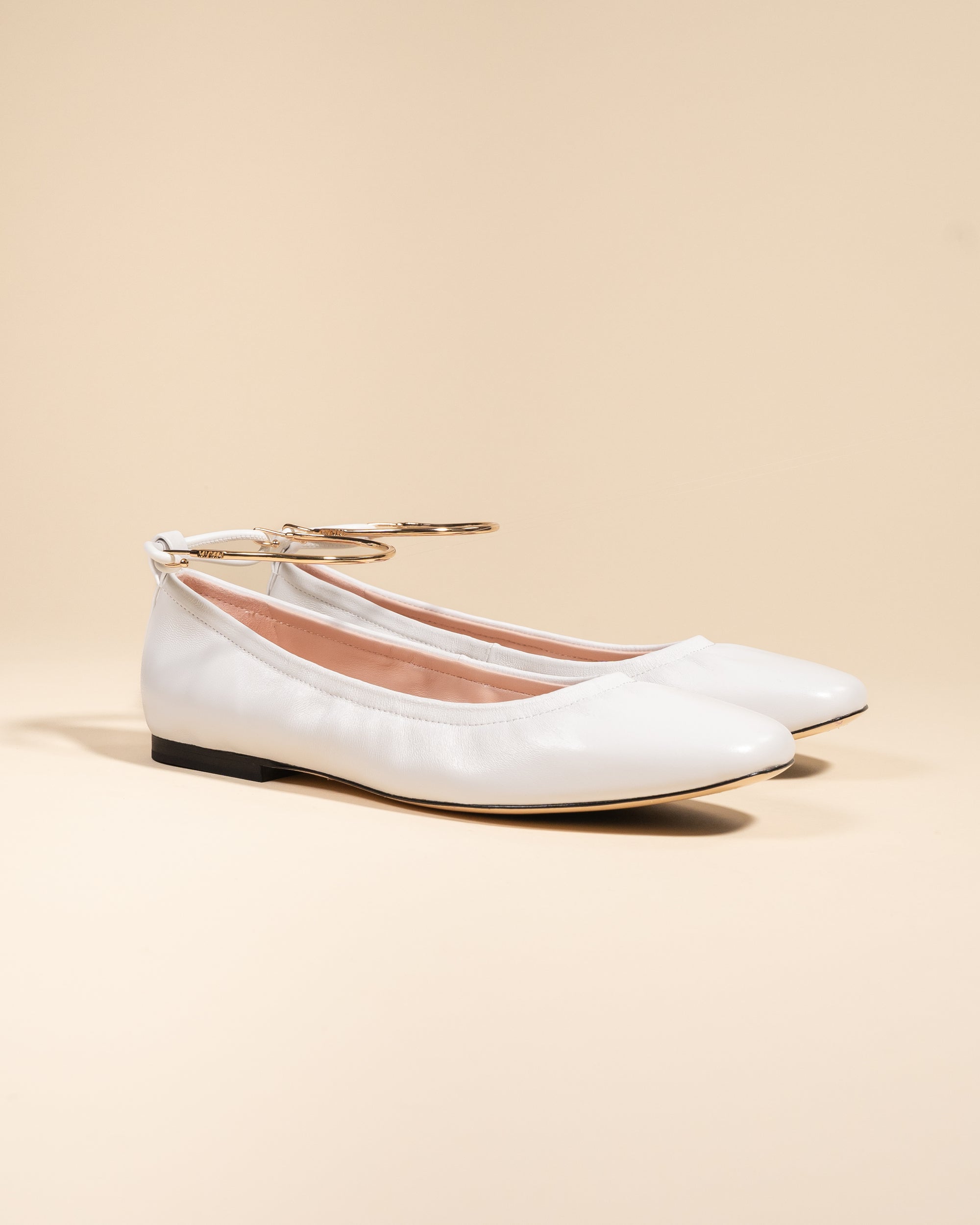 Ballerines à chaines amovibles dorée ou à cristaux Frida White