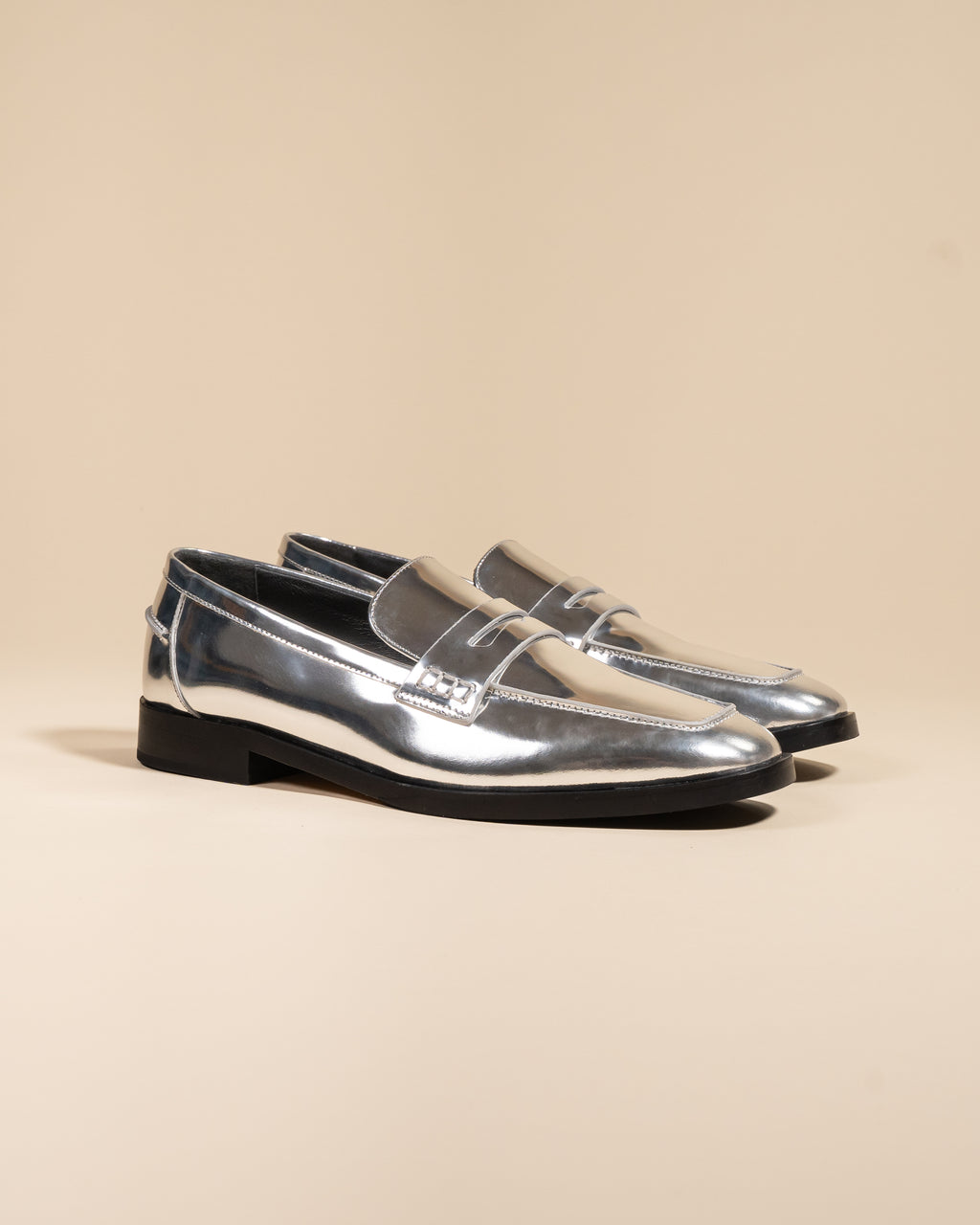 Mocassin en cuir argenté Luciano Silver