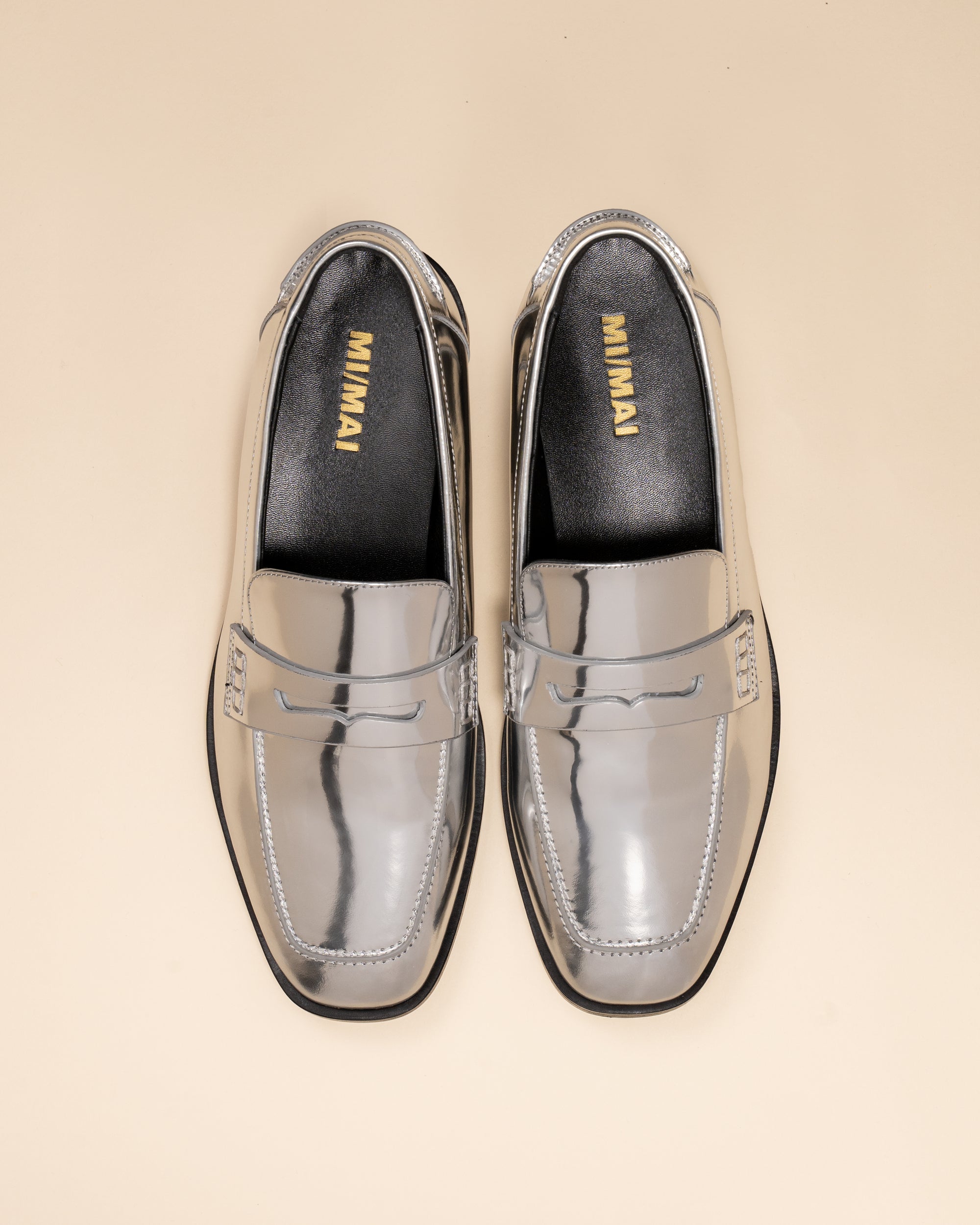 Mocassin en cuir argenté Luciano Silver