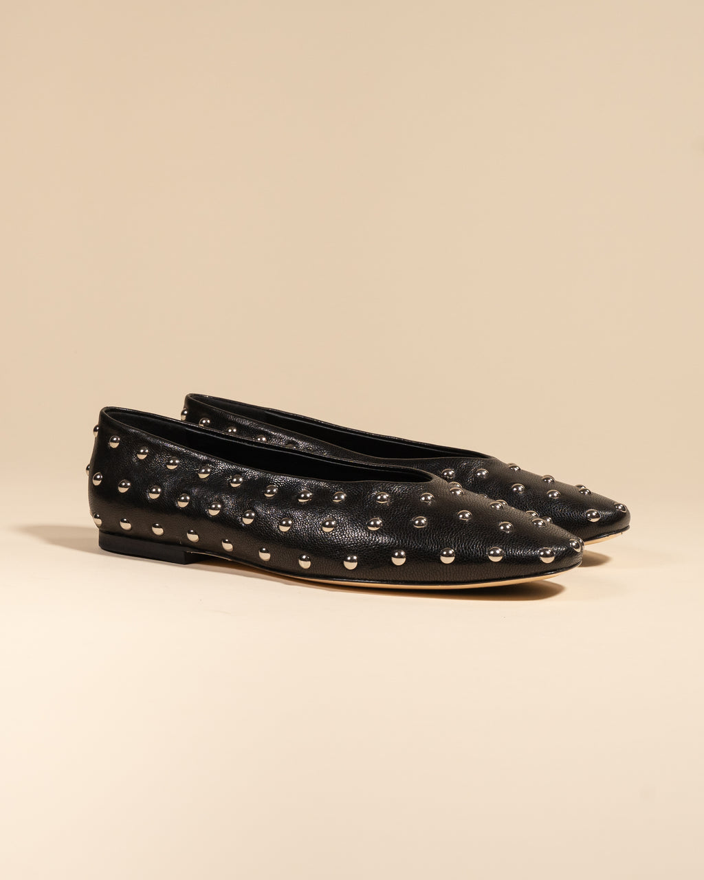 Ballerine cloutée en cuir noir Dieter Black Stud