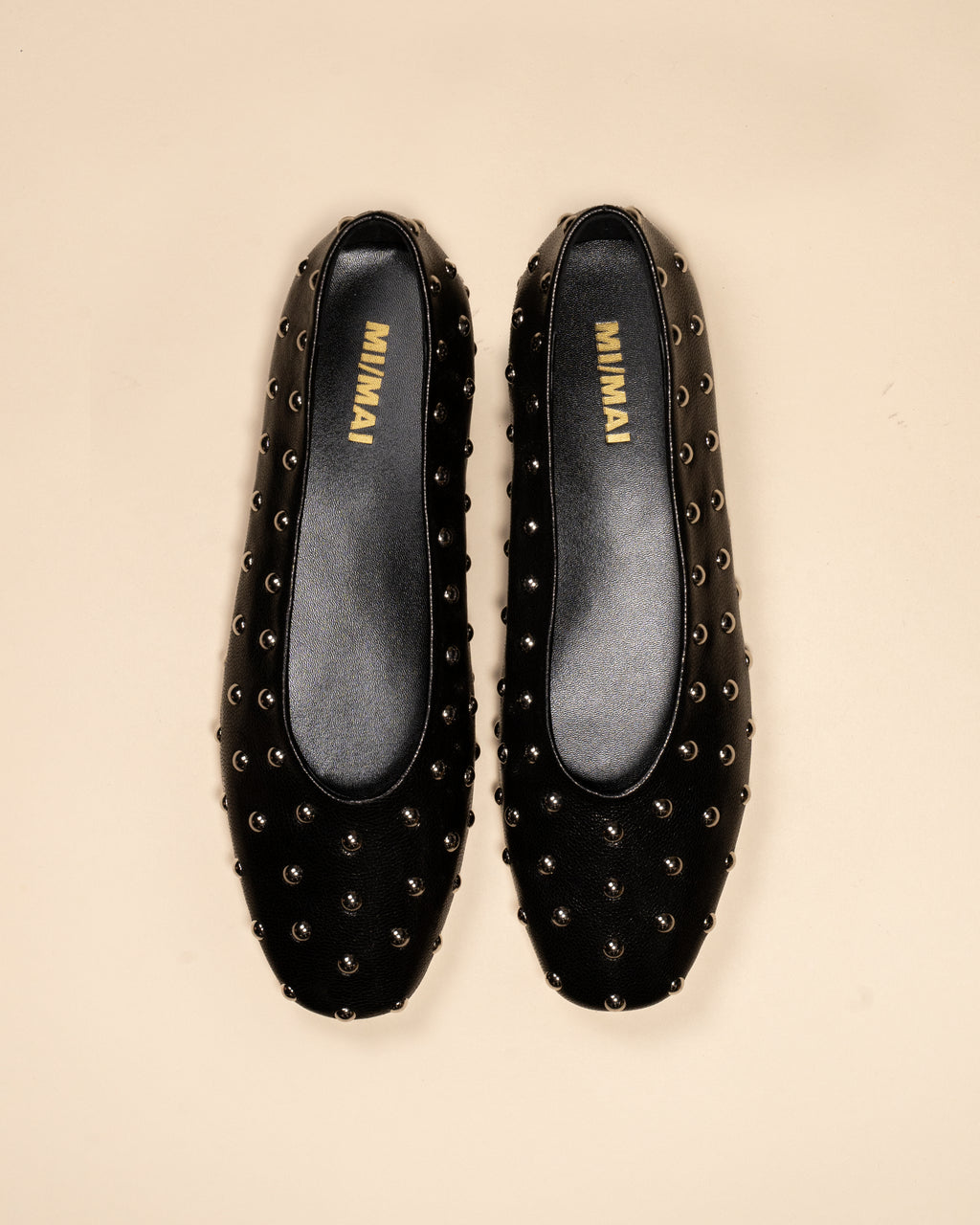 Ballerine cloutée en cuir noir Dieter Black Stud