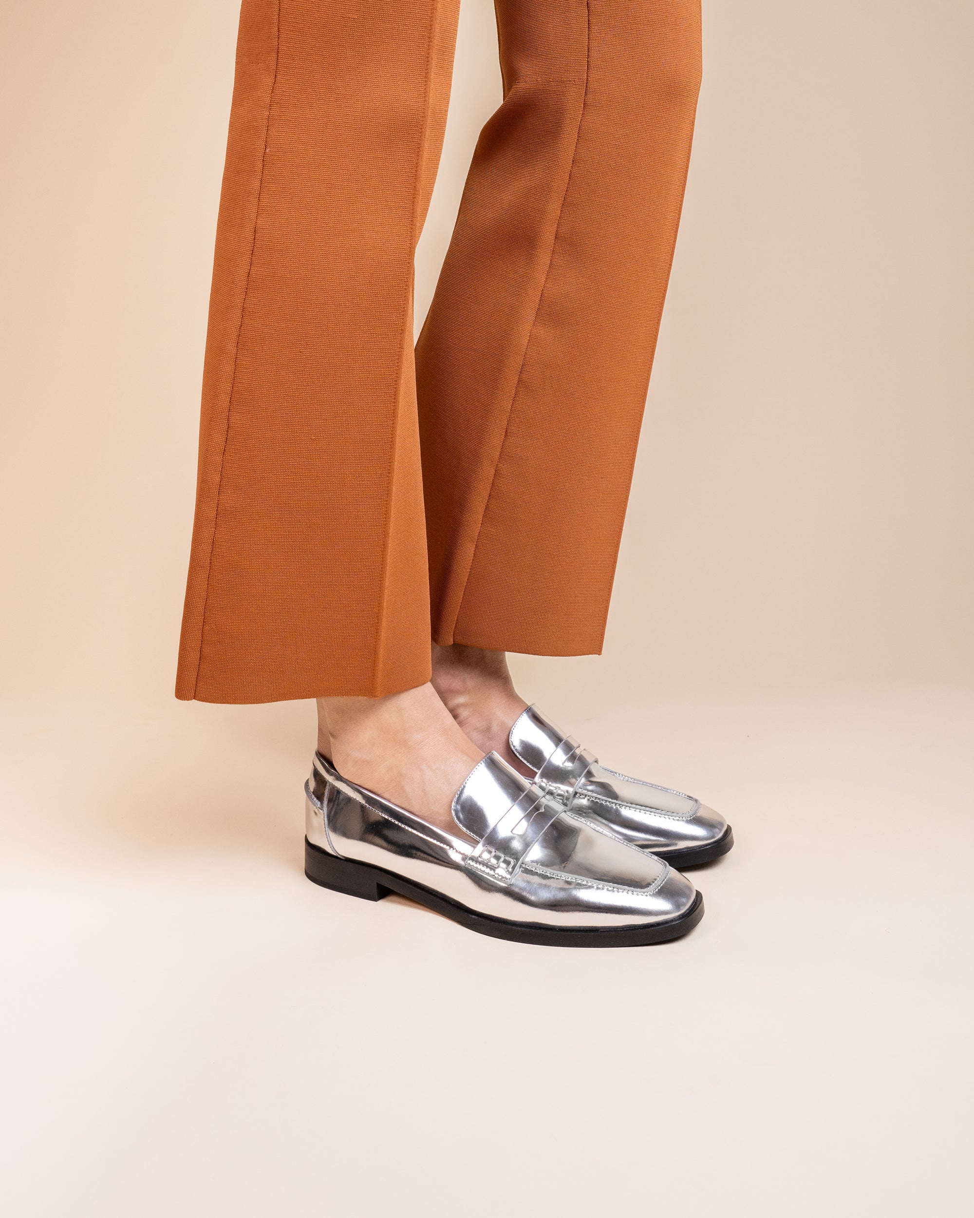 Mocassin en cuir argenté Luciano Silver