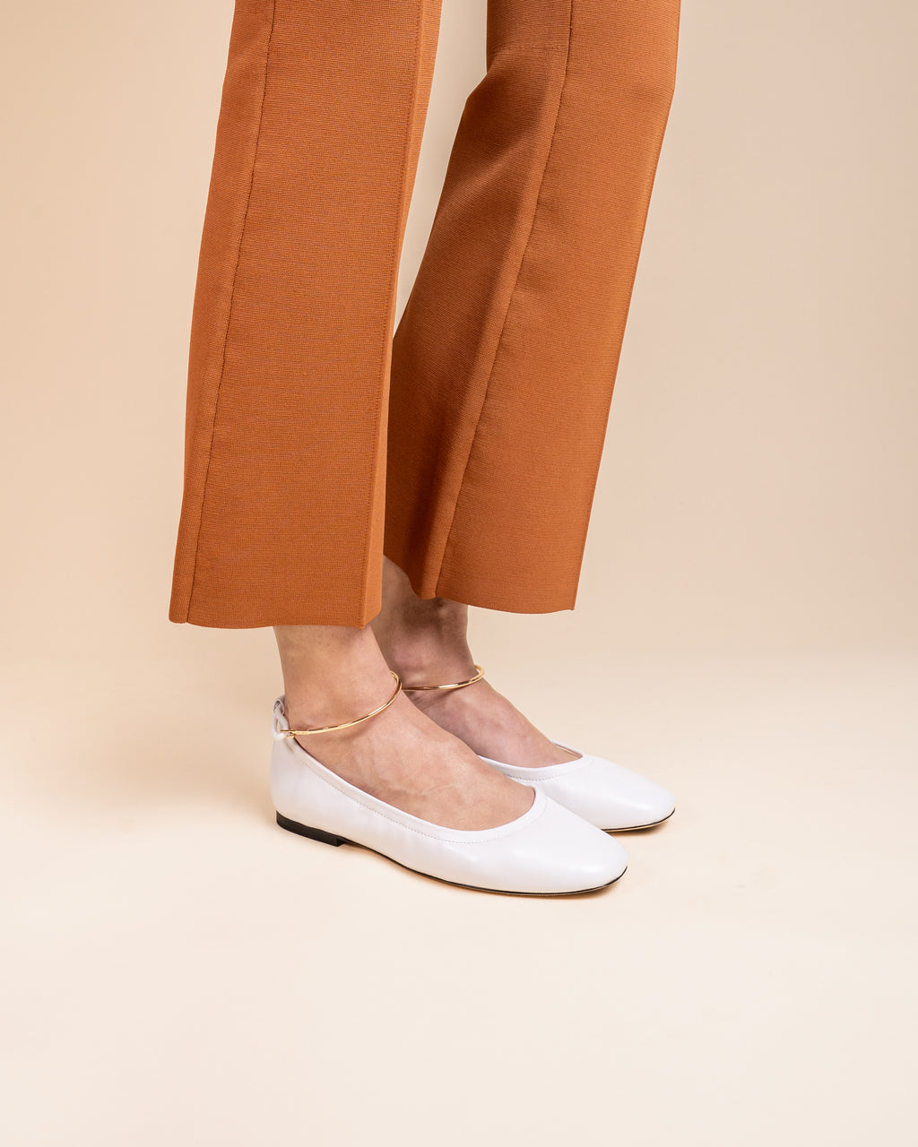 Ballerines à chaines amovibles dorée ou à cristaux Frida White