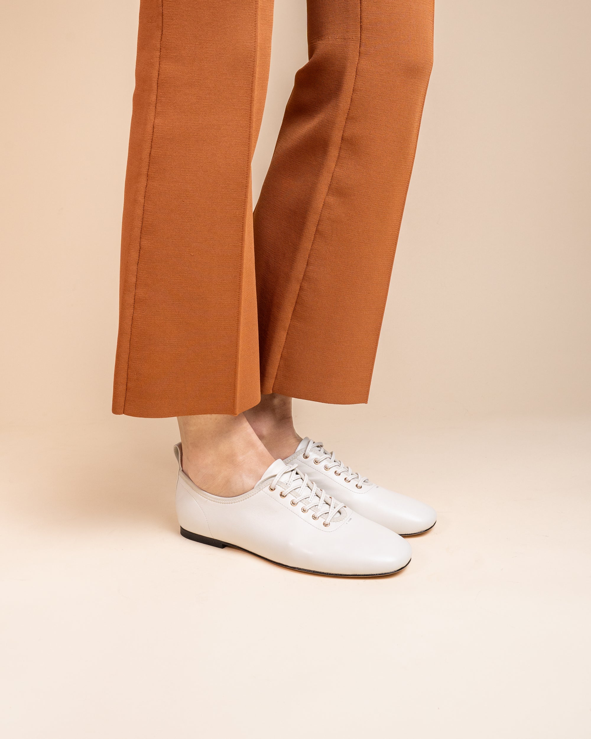 Derby slip-on plate en cuir blanc souple Serge Off-White