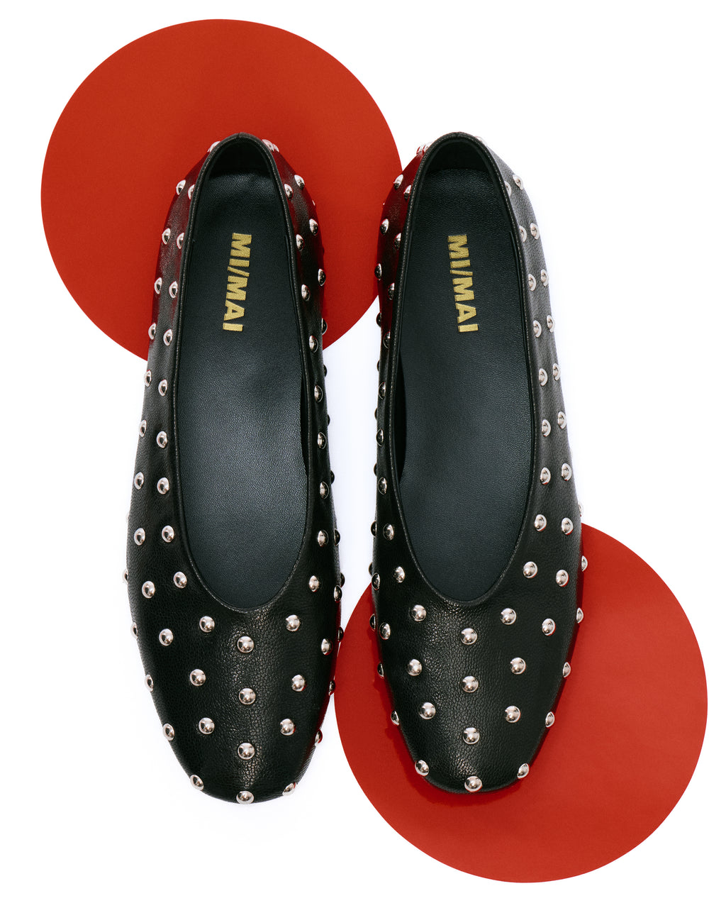 Ballerine cloutée en cuir noir Dieter Black Stud