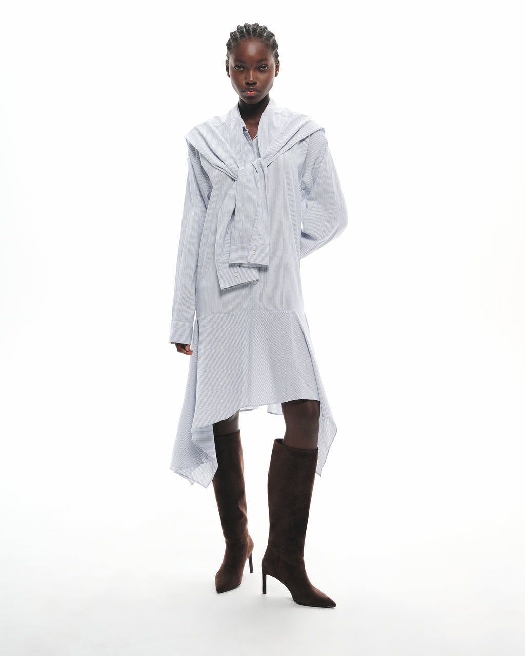 Bottes à talon aiguille et bout pointu en daim chocolat Coco Chocolate Suede