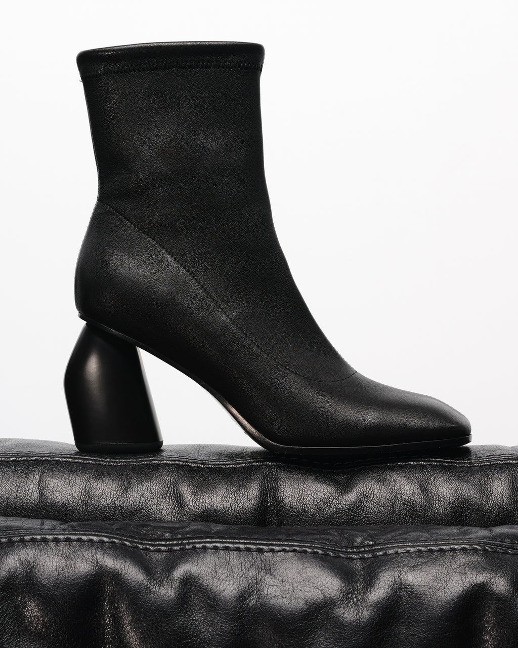 RASMUS HIGH BLACK LAMB SQUARE-TOE HIGH HEEL ANKLE BOOTS