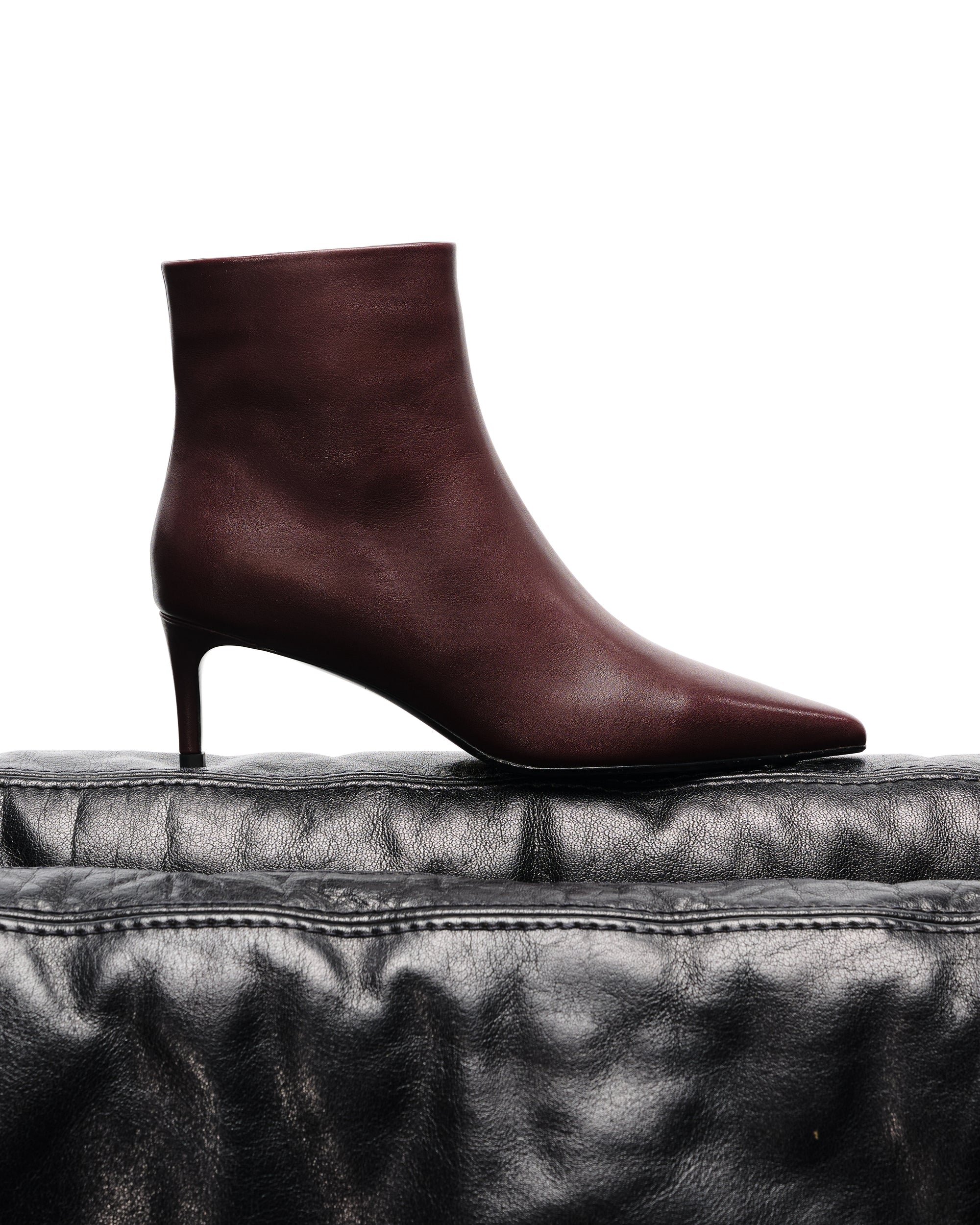 Bottines à talon et bout pointu Noura Low Burgundy