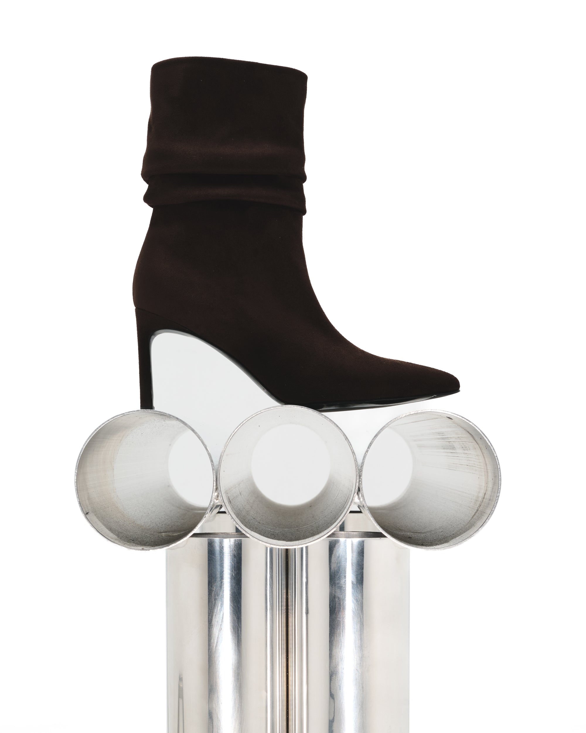 BOTTINES A TALON HAUT ET BOUT POINTU ZAHA CHOCOLATE