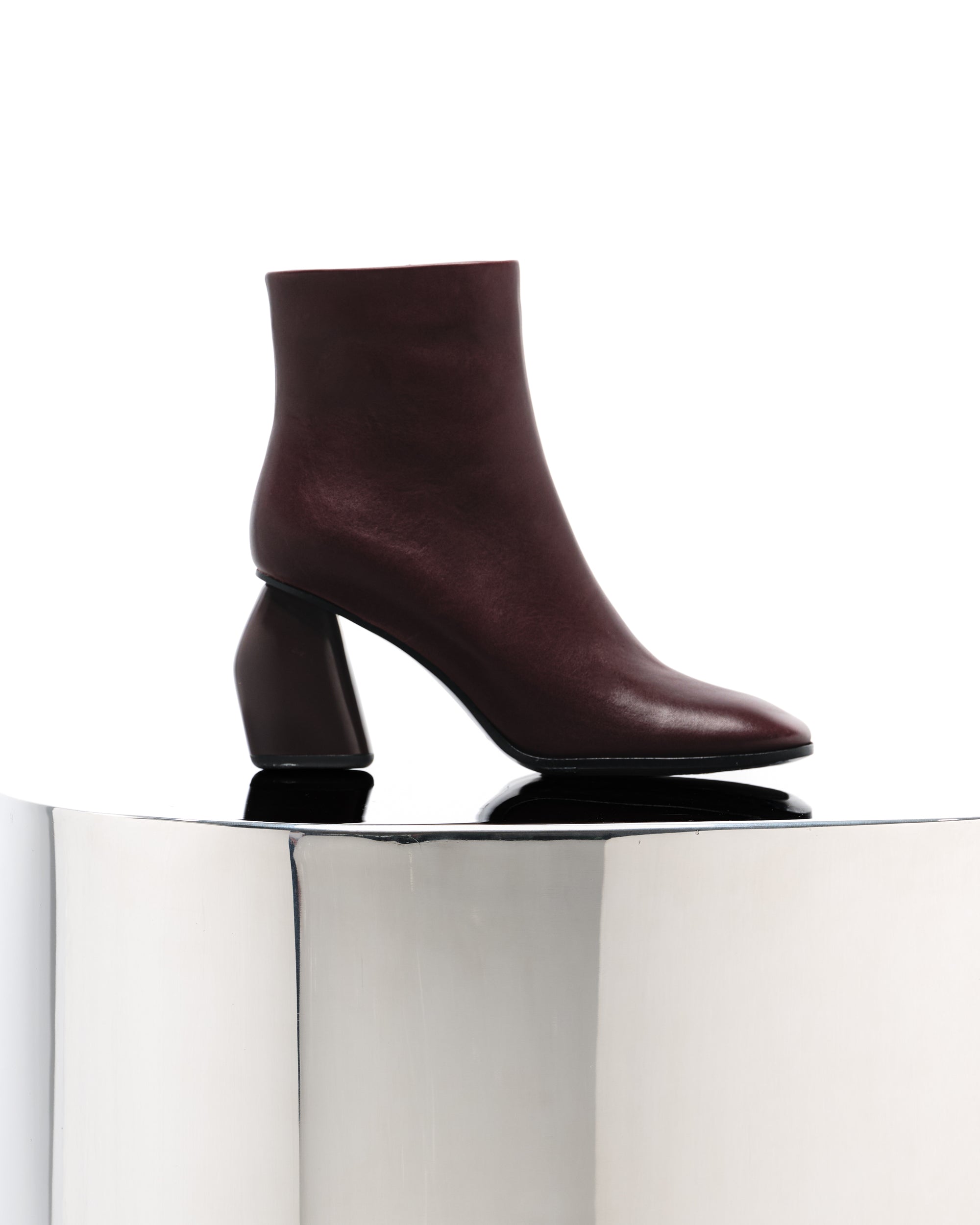 BOTTINES BORDEAUX A BOUT CARRE ET TALON HAUT RAMS BURGUNDY