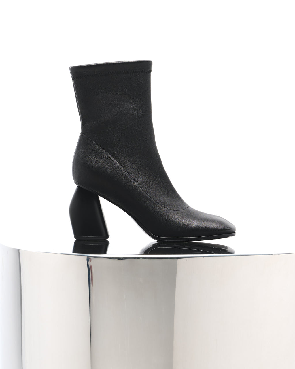 RASMUS HIGH BLACK LAMB SQUARE-TOE HIGH HEEL ANKLE BOOTS