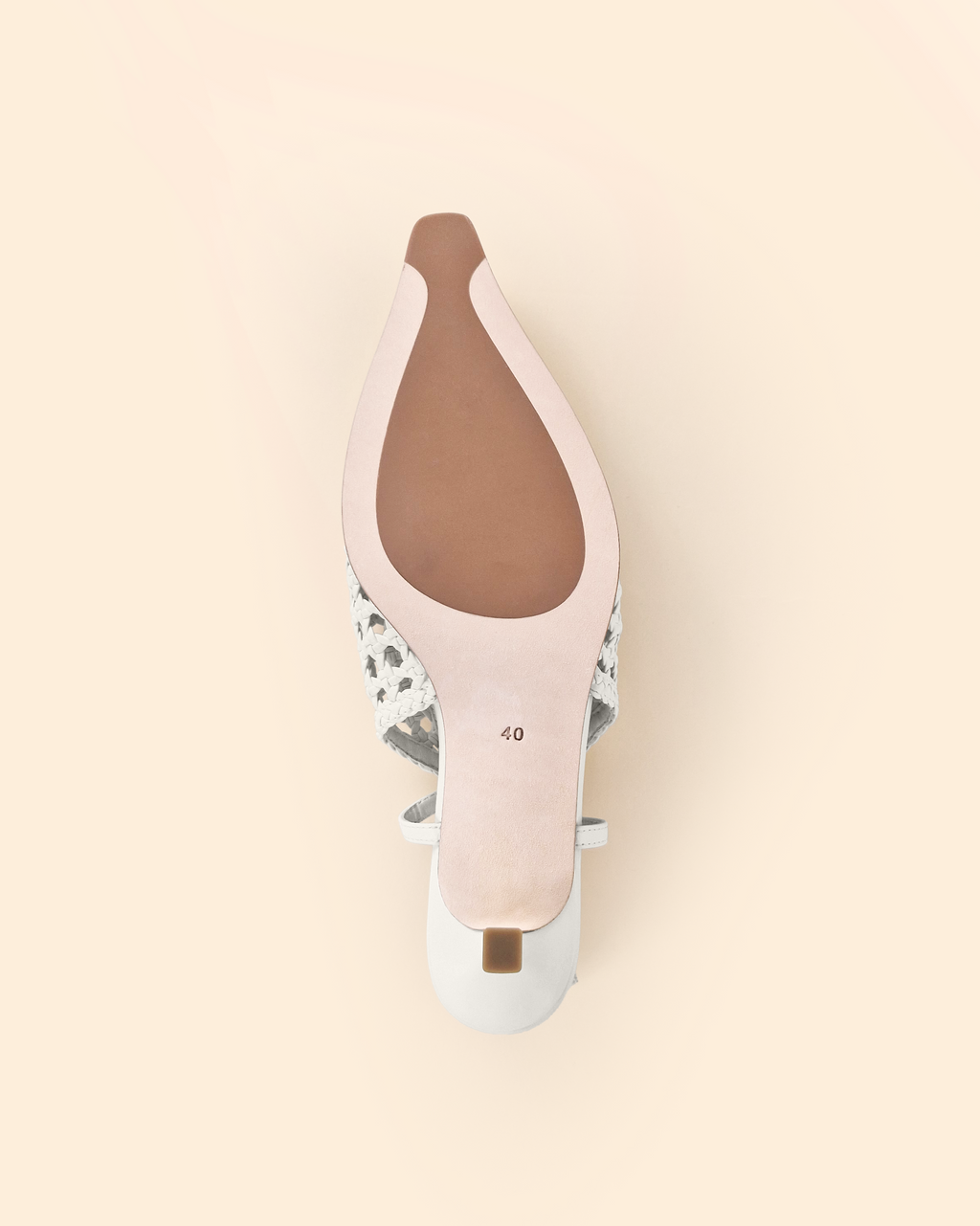 Escarpin sling back à petit talon bobine en cuir blanc Marina White