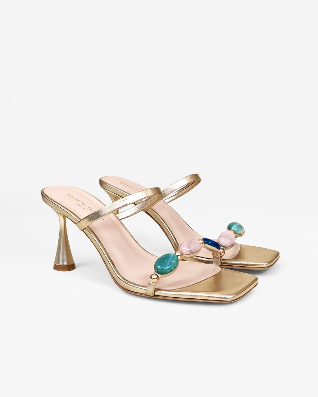 Mules dorées à cabochons multicolores Naxos Gold