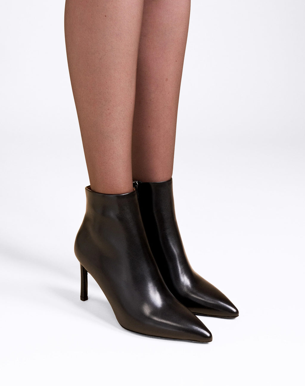 Noura Black Calf ankle boots with pointed toe