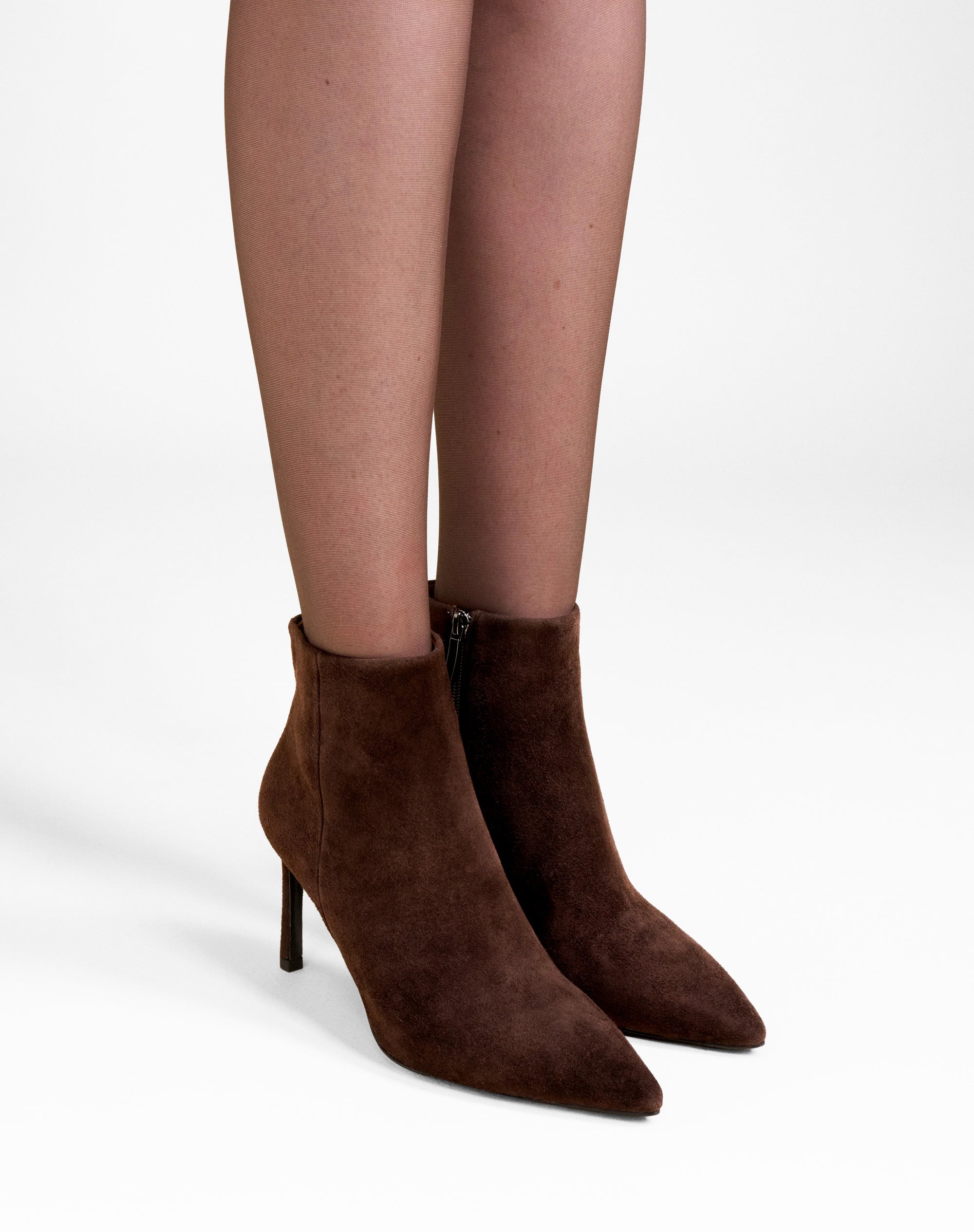 Noura Chocolate Suede pointed-toe ankle boots