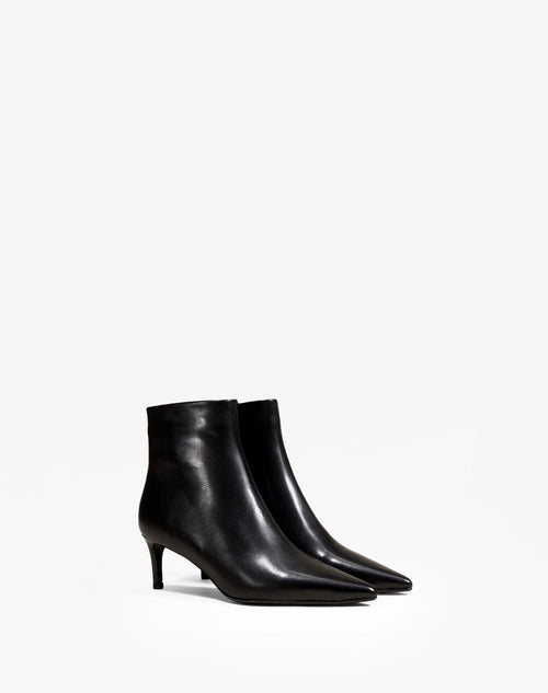 Bottines à talon et bout pointu Noura Low Black Calf