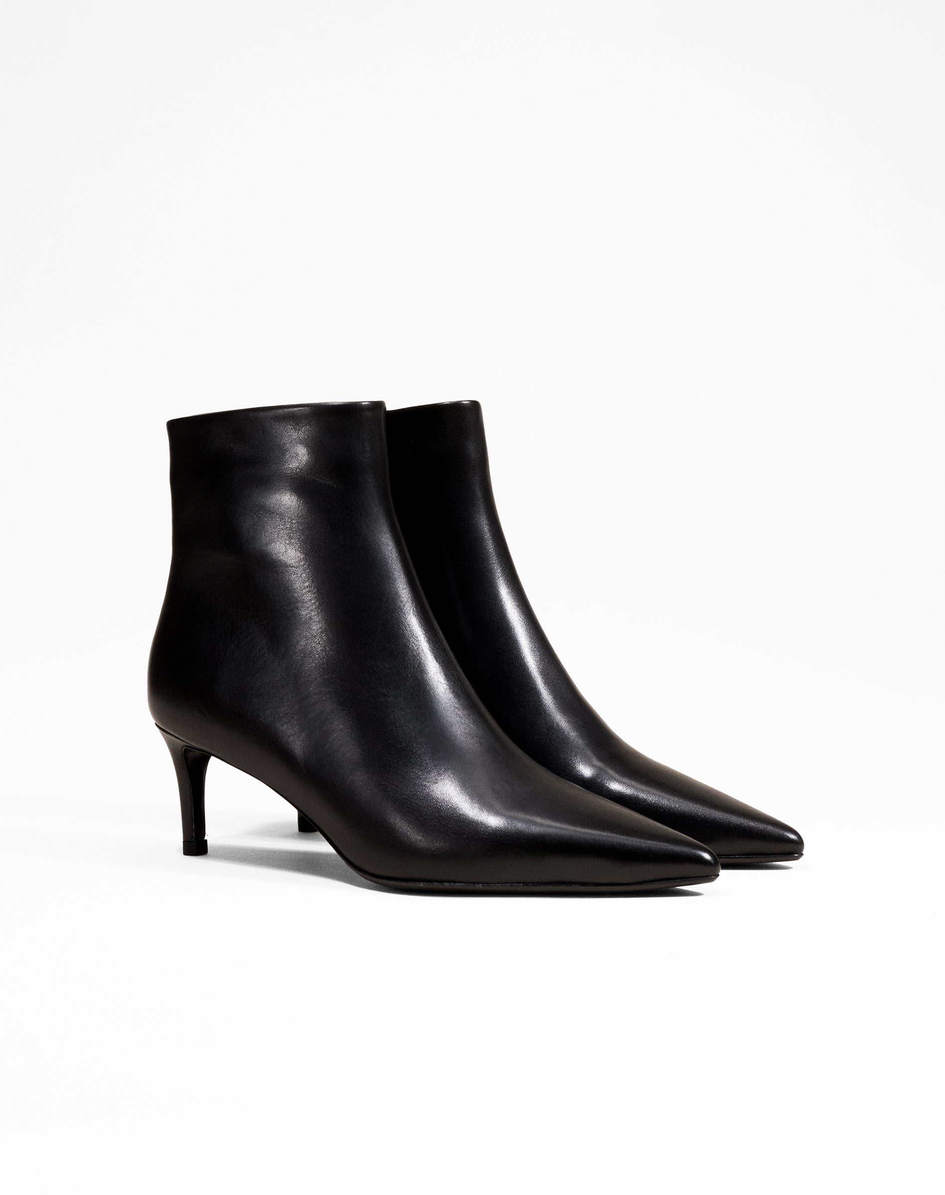 Noura Low Black Calf ankle boots with pointed toe