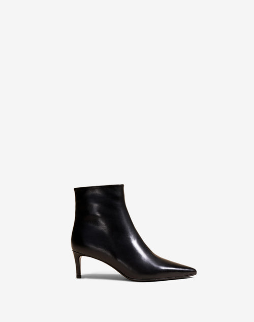 Bottines à talon et bout pointu Noura Low Black Calf