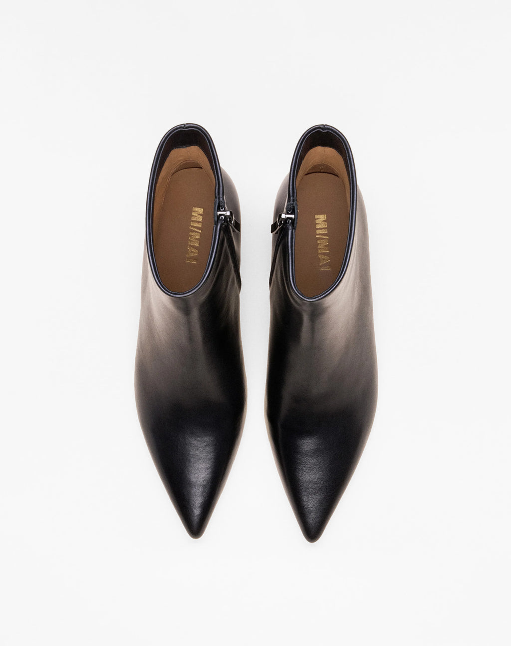 Bottines à talon et bout pointu Noura Low Black Calf