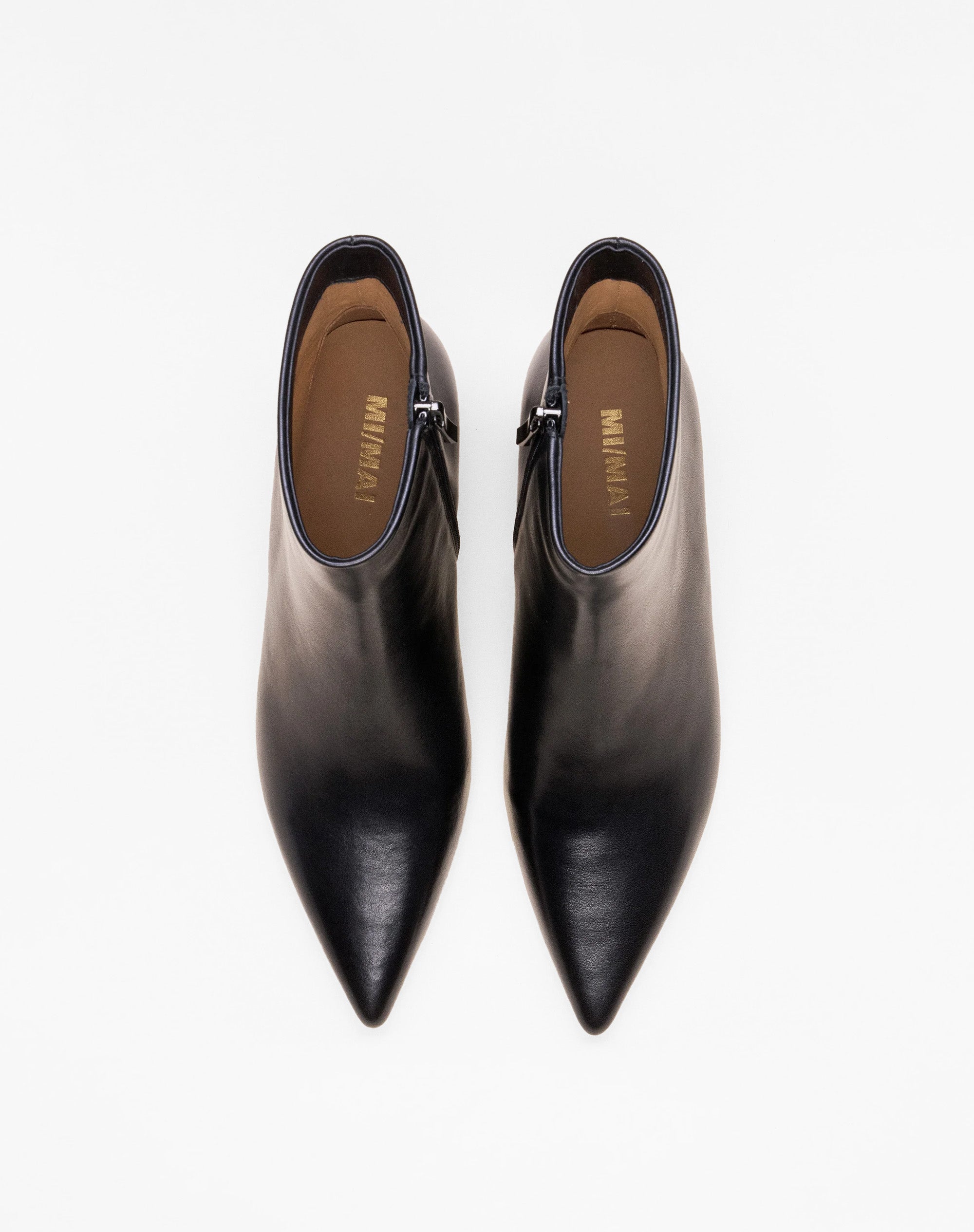 Bottines à talon et bout pointu Noura Low Black Calf