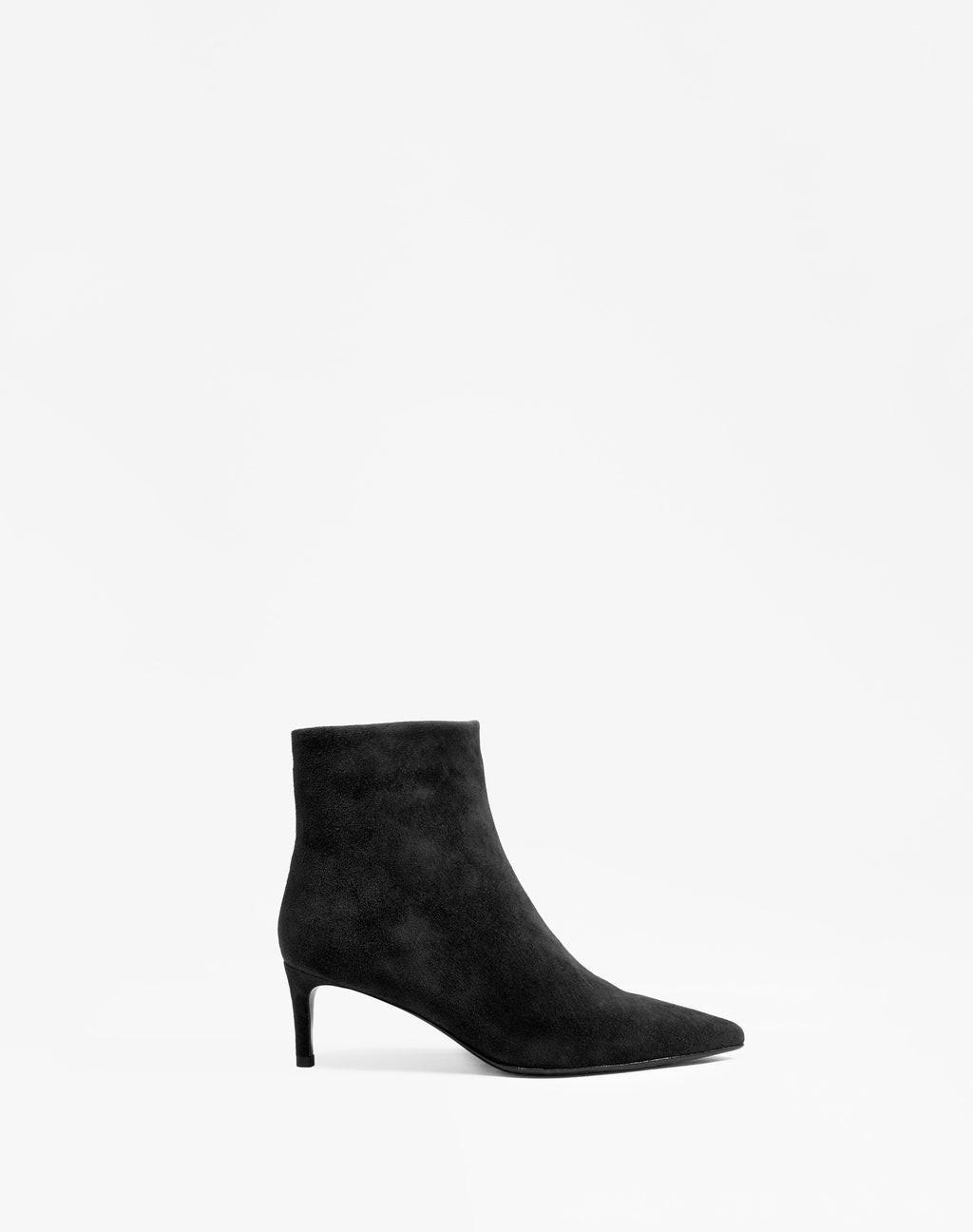 Noura Low Chocolate Suede Ankle Boots with Pointed Toe and Heel