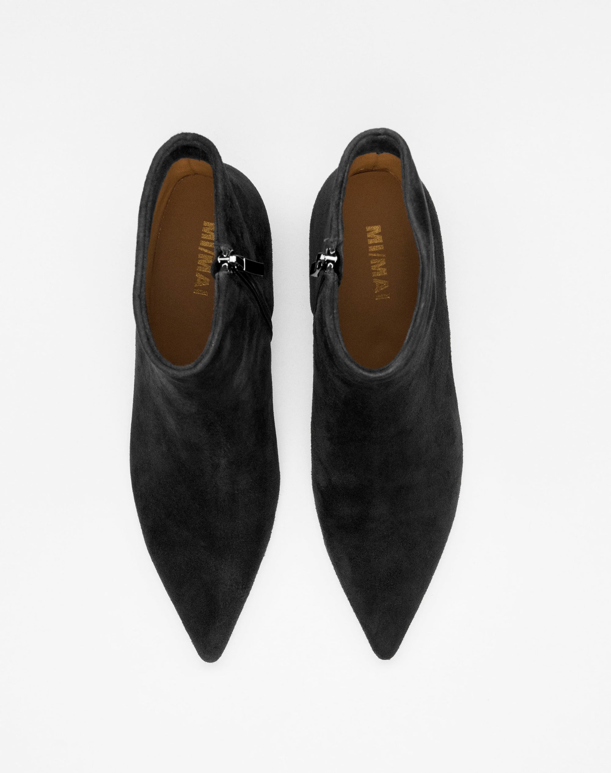Noura Low Chocolate Suede Ankle Boots with Pointed Toe and Heel