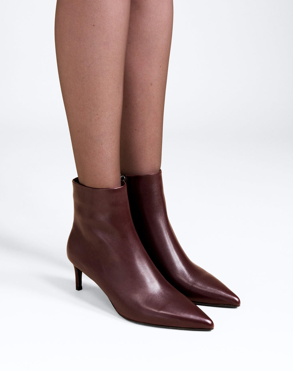 Bottines à talon et bout pointu Noura Low Burgundy