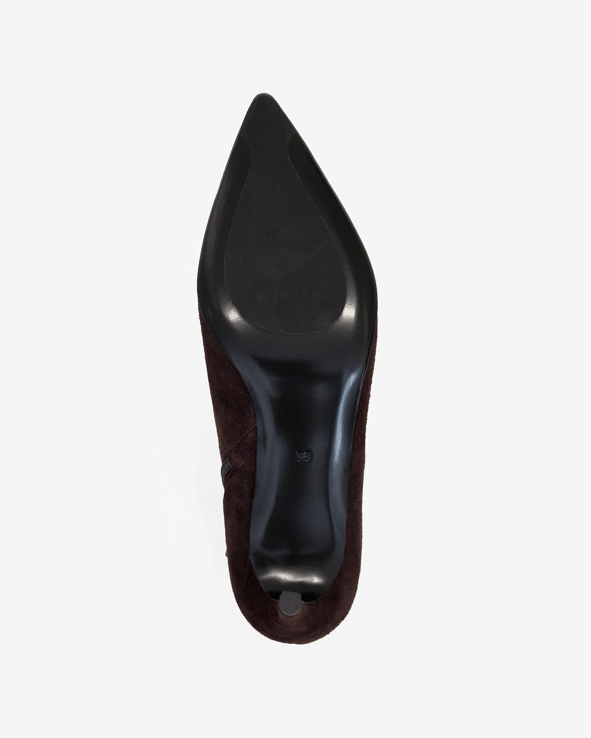 Noura Low Chocolate Suede Ankle Boots with Pointed Toe and Heel