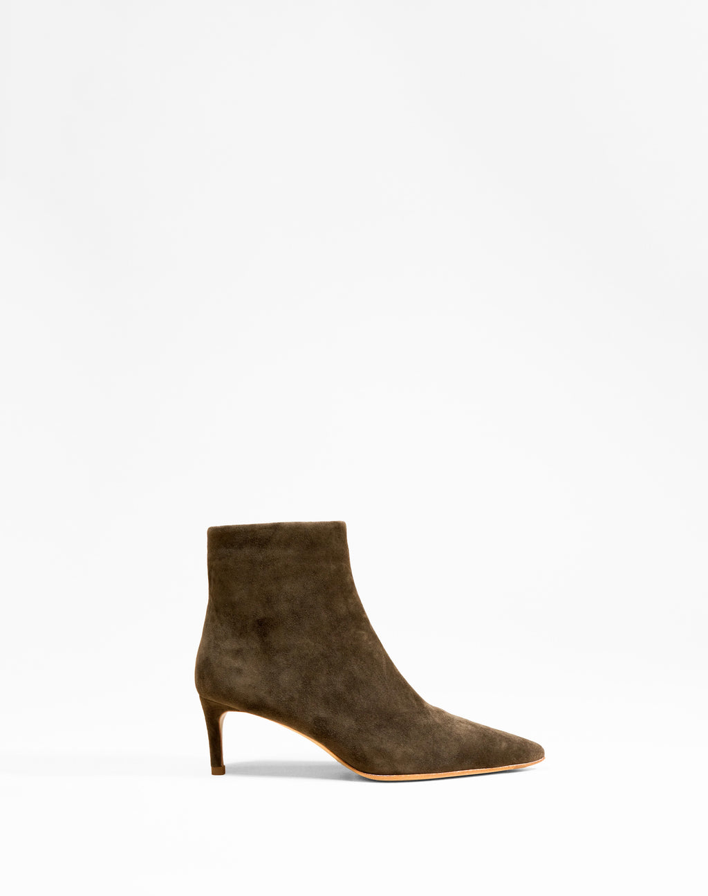 Bottines à talon et bout pointu Noura Low Kaki Suede
