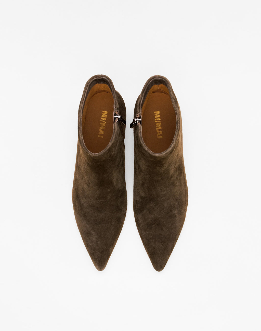 Bottines à talon et bout pointu Noura Low Kaki Suede