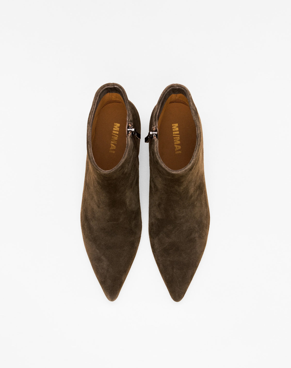Bottines à talon et bout pointu Noura Low Kaki Suede