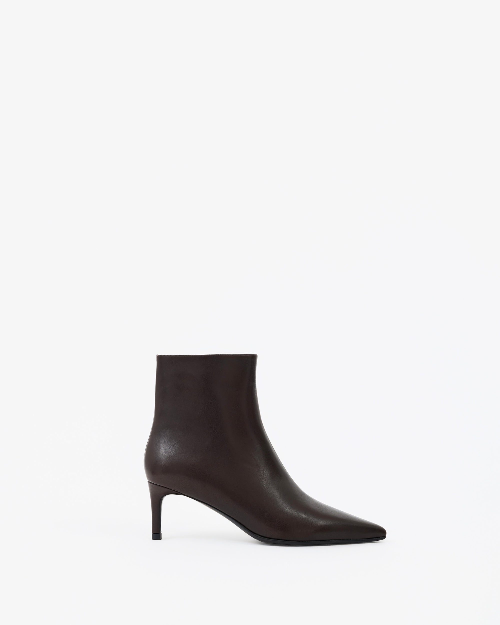 Bottines à talon et bout pointu Noura Low Chocolate Calf