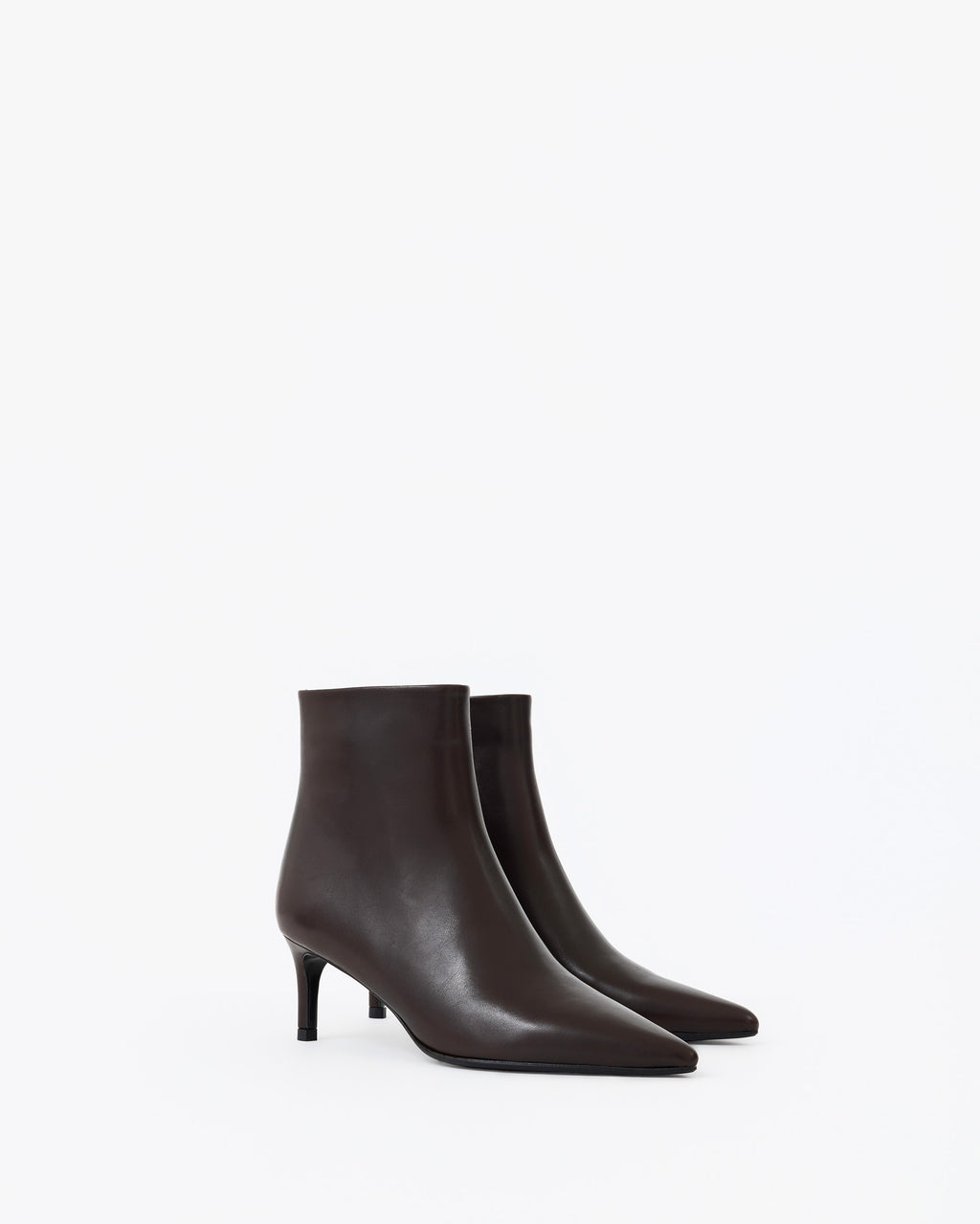 Bottines à talon et bout pointu Noura Low Chocolate Calf
