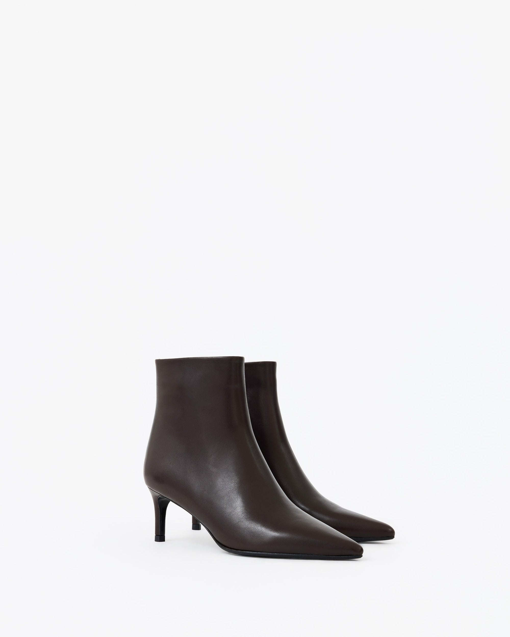Bottines à talon et bout pointu Noura Low Chocolate Calf