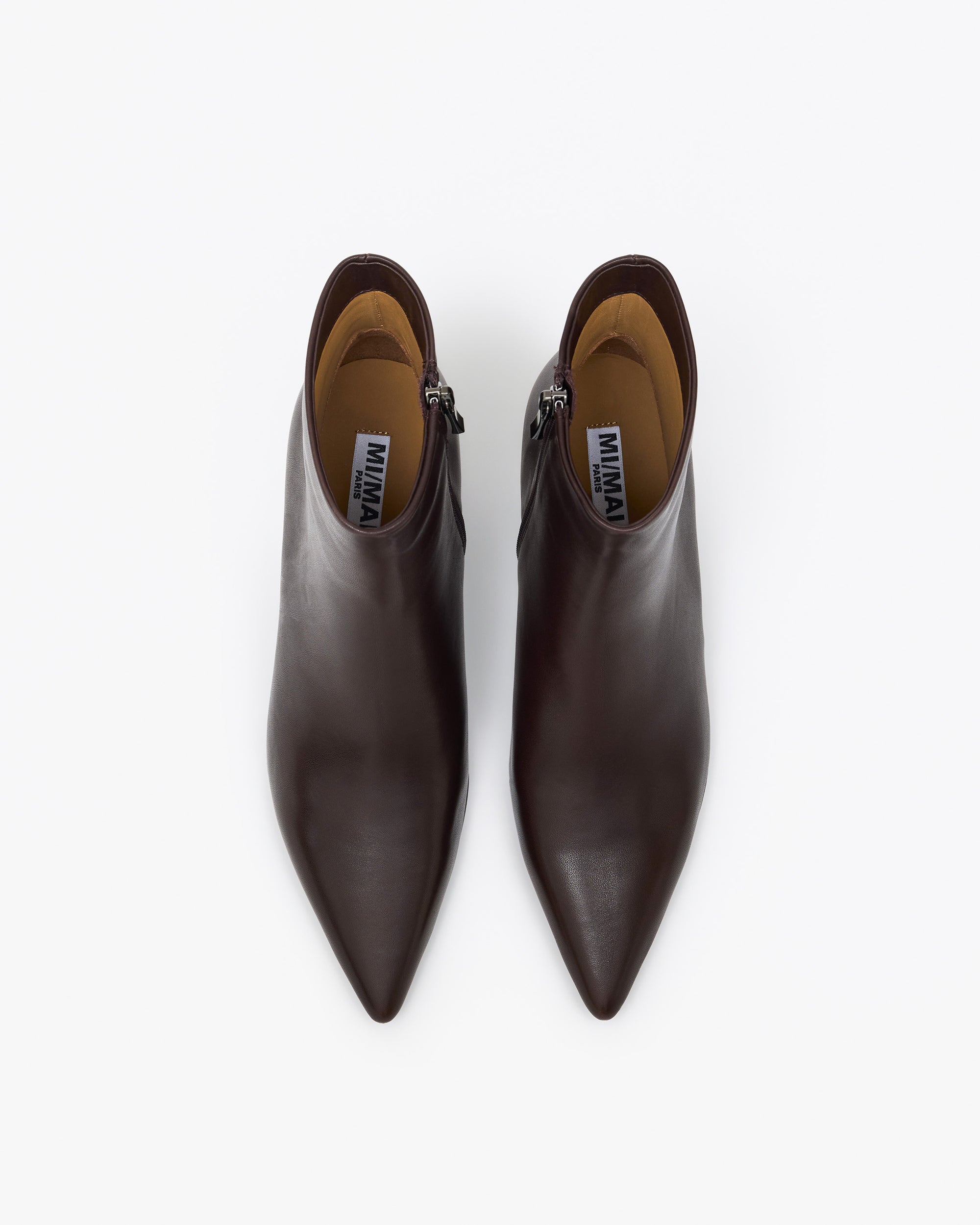 Bottines à talon et bout pointu Noura Low Chocolate Calf