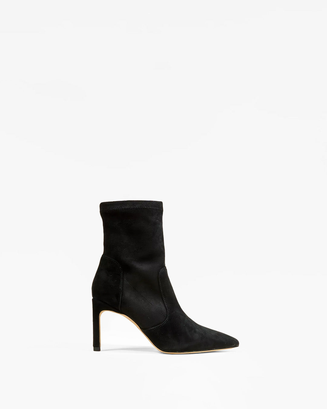 Bottines en daim noir à talon et bout pointu Ophelia Black