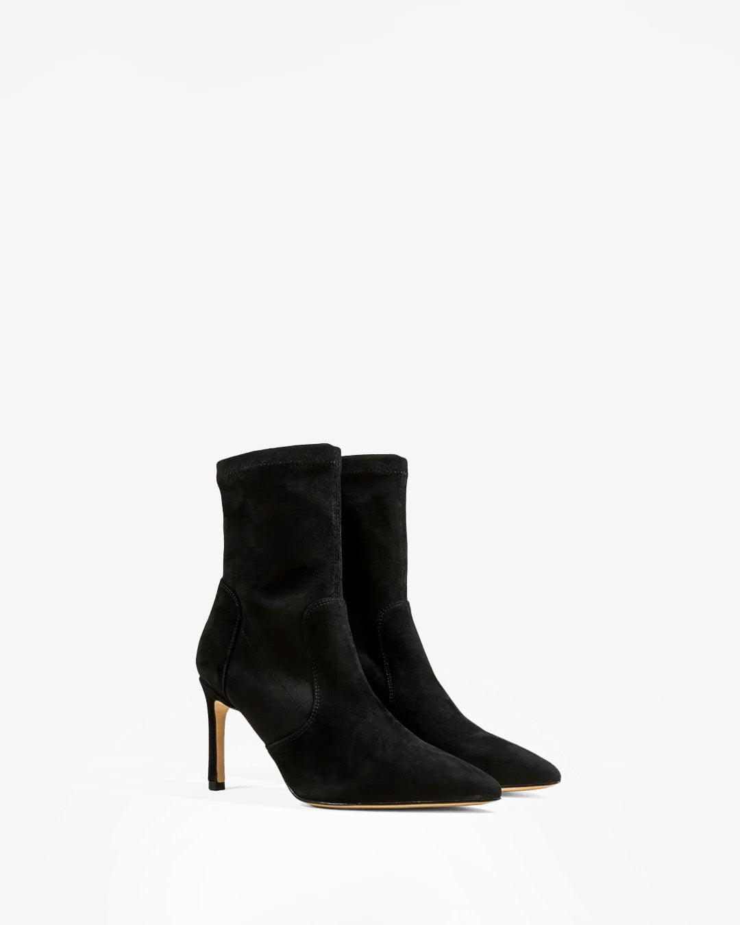 Bottines en daim noir à talon et bout pointu Ophelia Black