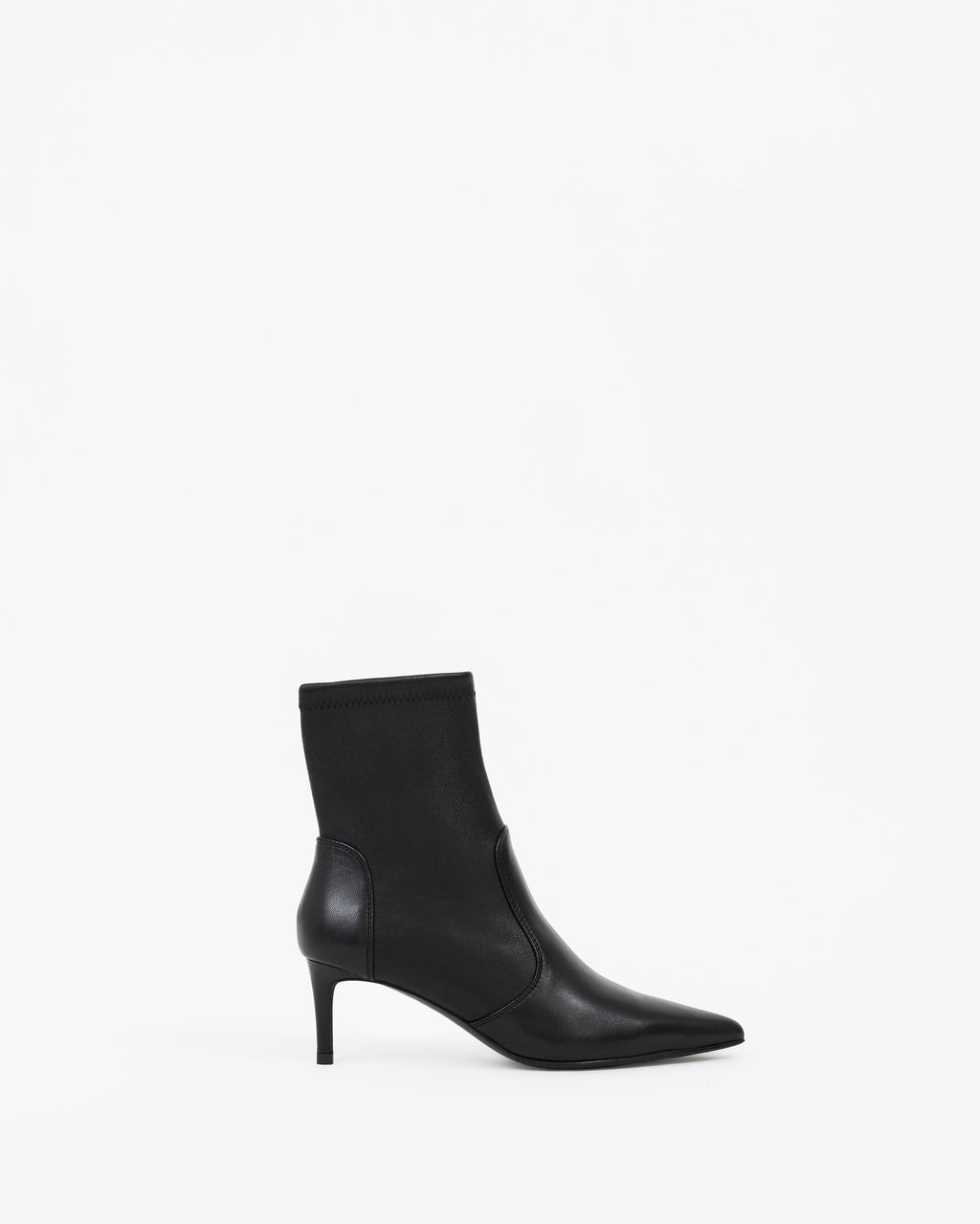 Bottines en cuir stretch noir à petit talon et bout pointu Ophelia Low Black Calf